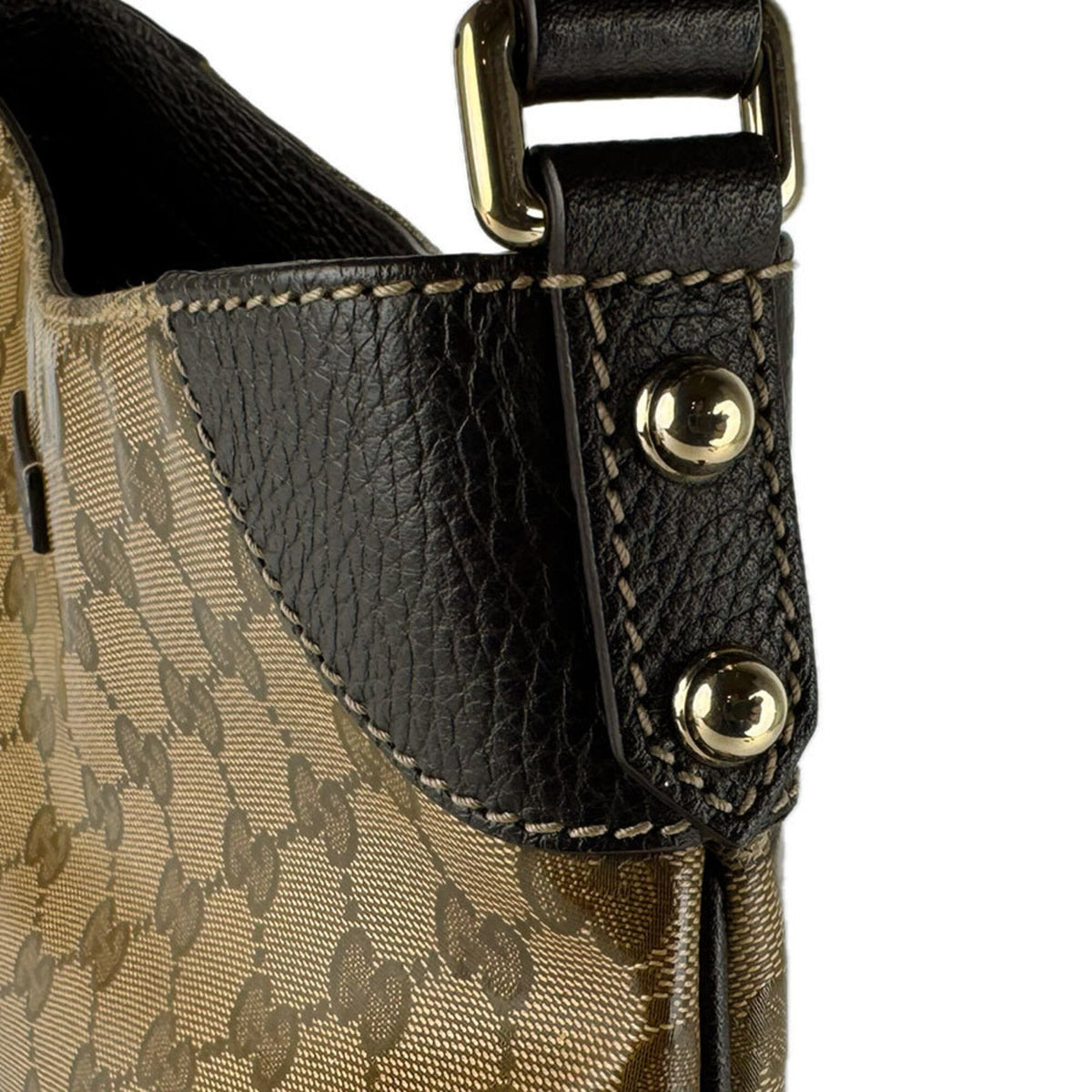 Gucci Brown Coated Canvas Leather Shoulder Bag (Pre-Owned)