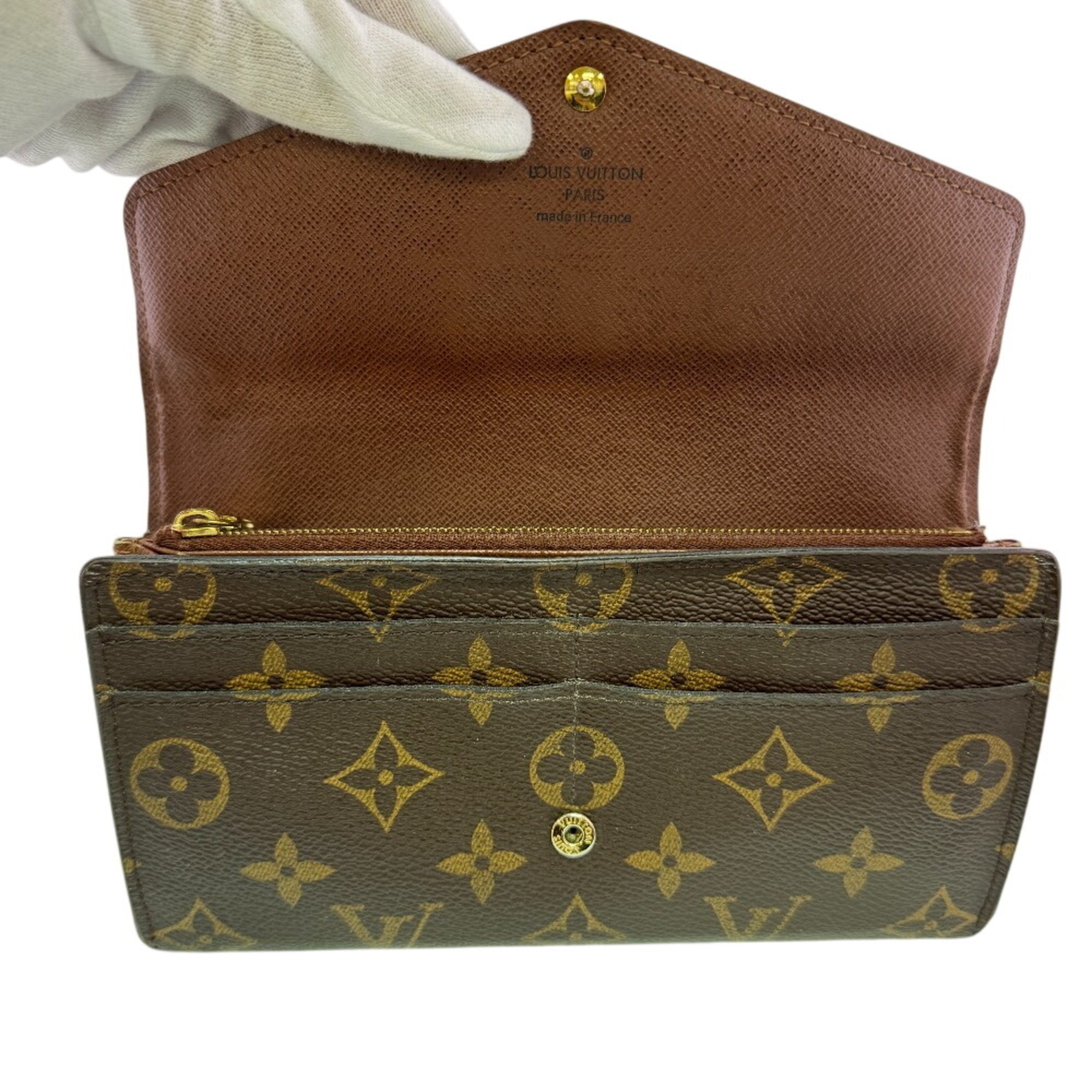 Louis Vuitton Monogram Brown Leather Long Wallet (Bi-Fold) (Pre-Owned)