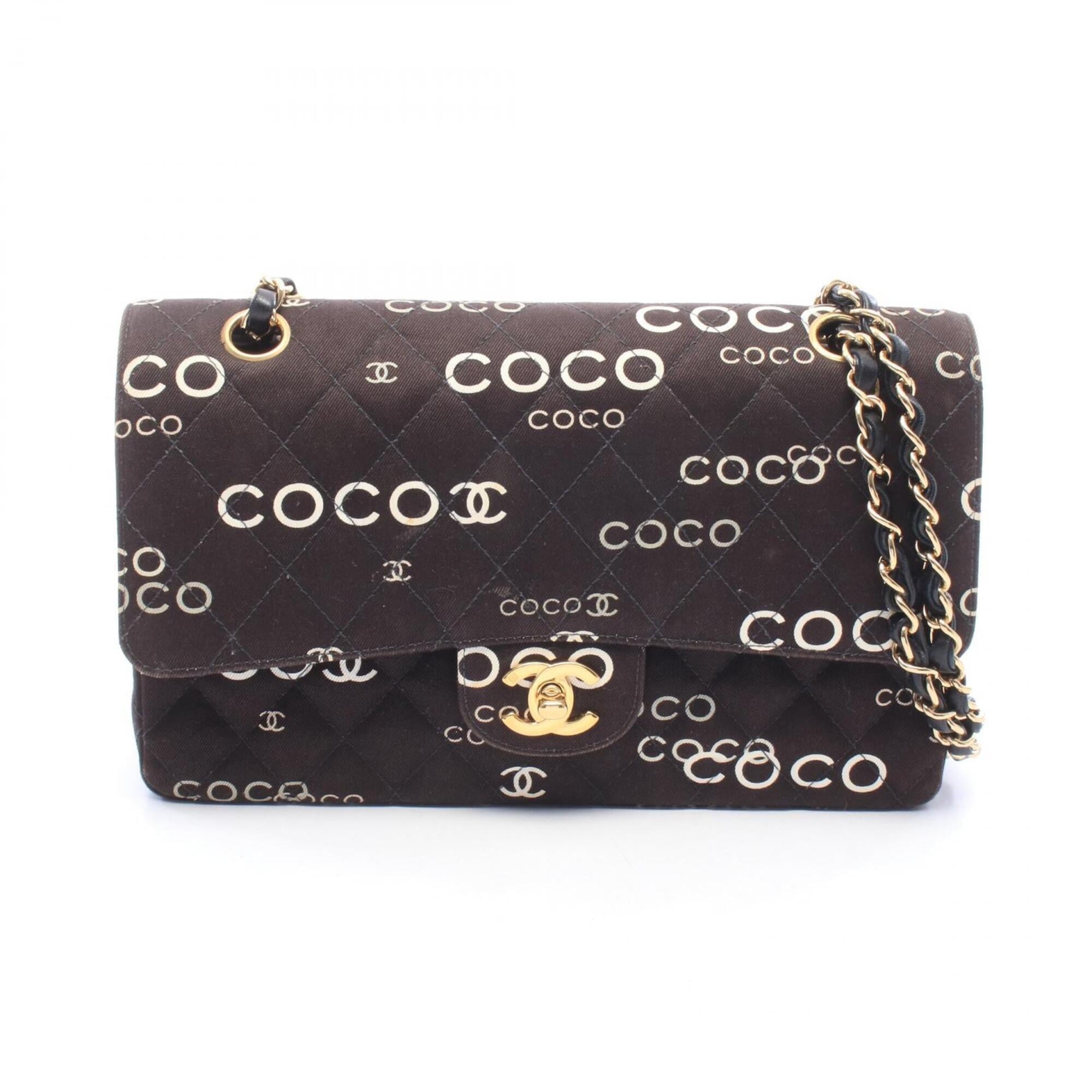 Chanel Black White Canvas Leather Handbag Shoulder Bag (Pre-Owned)