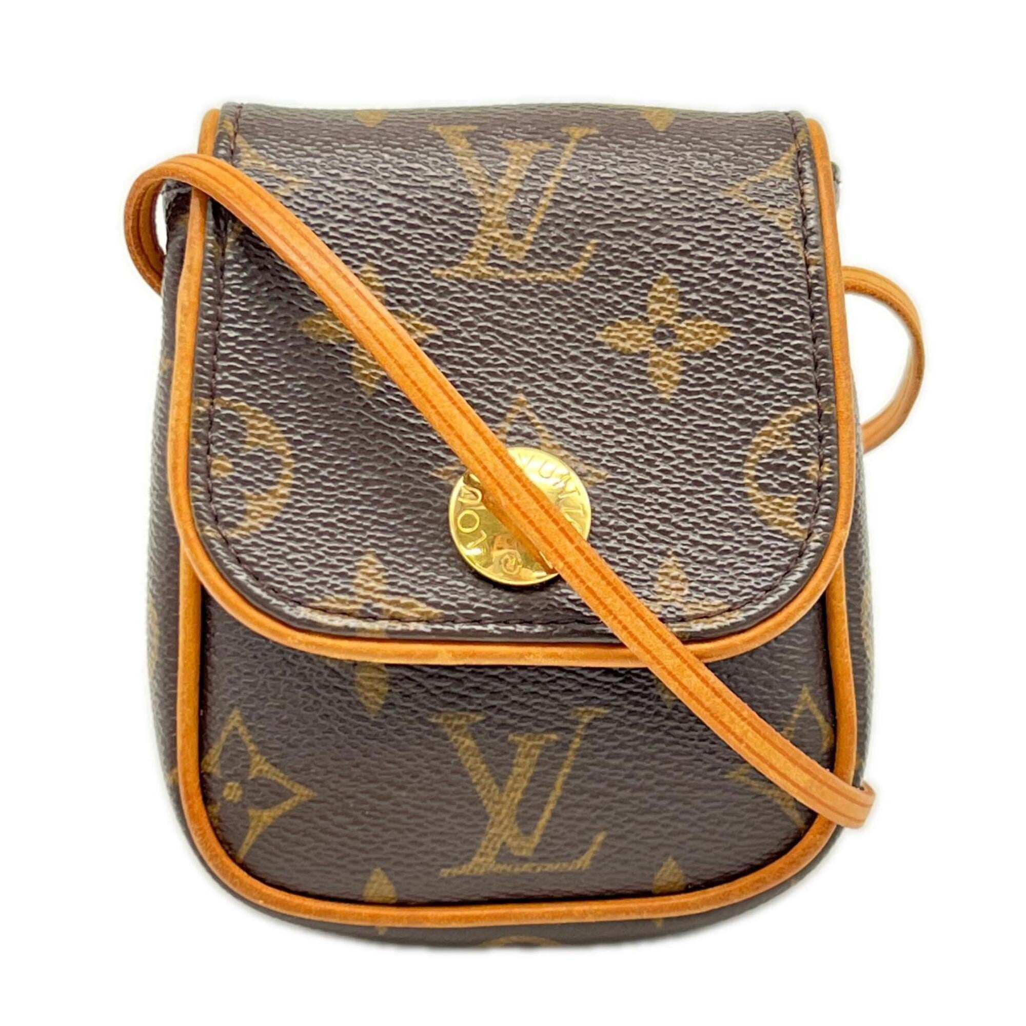 Louis Vuitton Beige Brown Coated Canvas Leather Pochette Shoulder Bag (Pre-Owned)