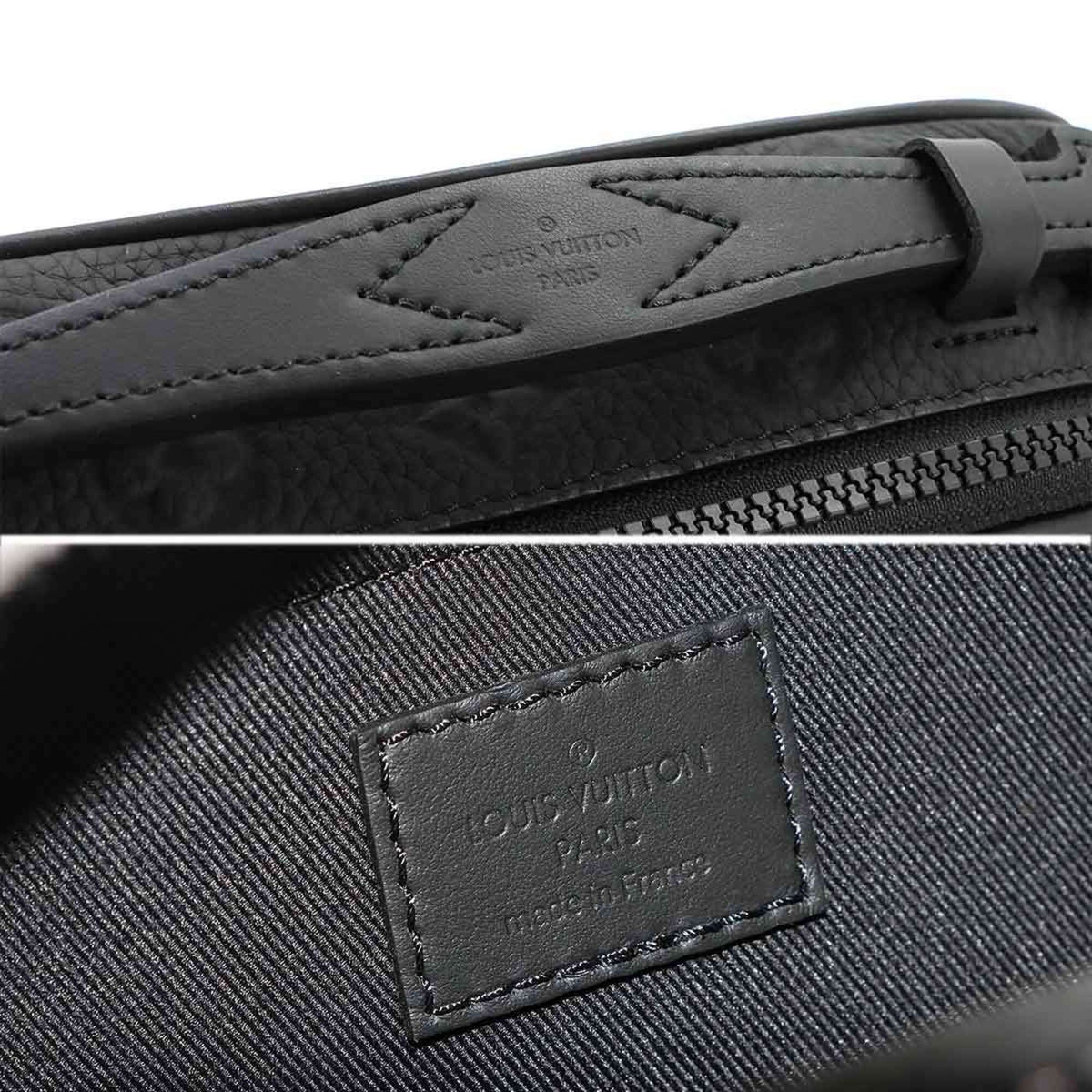 Louis Vuitton Black Leather Handbag Messenger Bag Shoulder Bag (Pre-Owned)