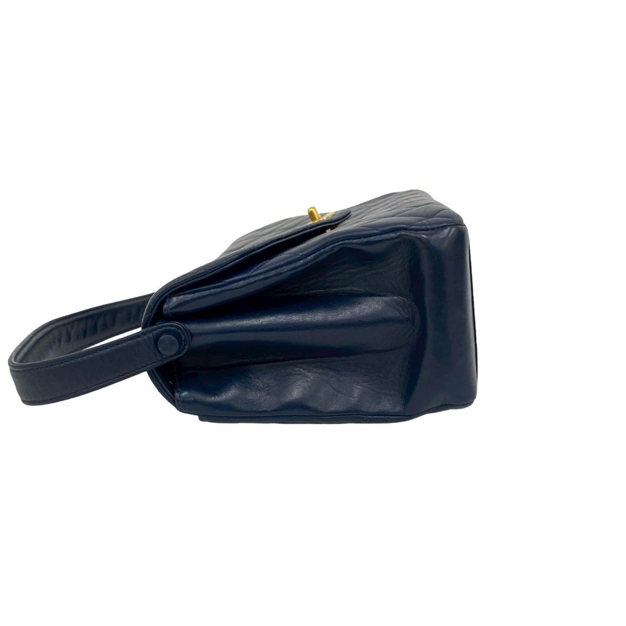 Chanel Navy Leather Handbag (Pre-Owned)