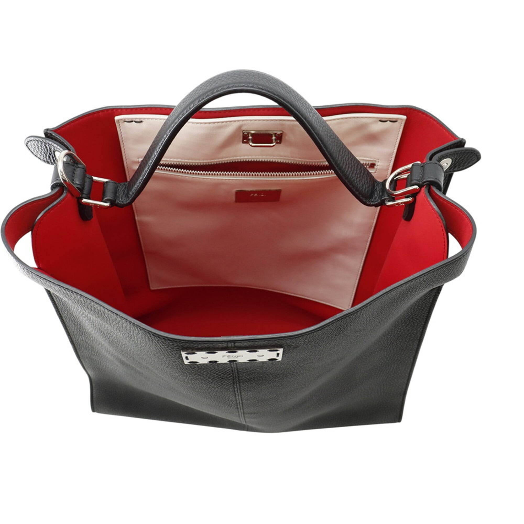 Fendi Peekaboo Black Leather Handbag Tote Bag (Pre-Owned)