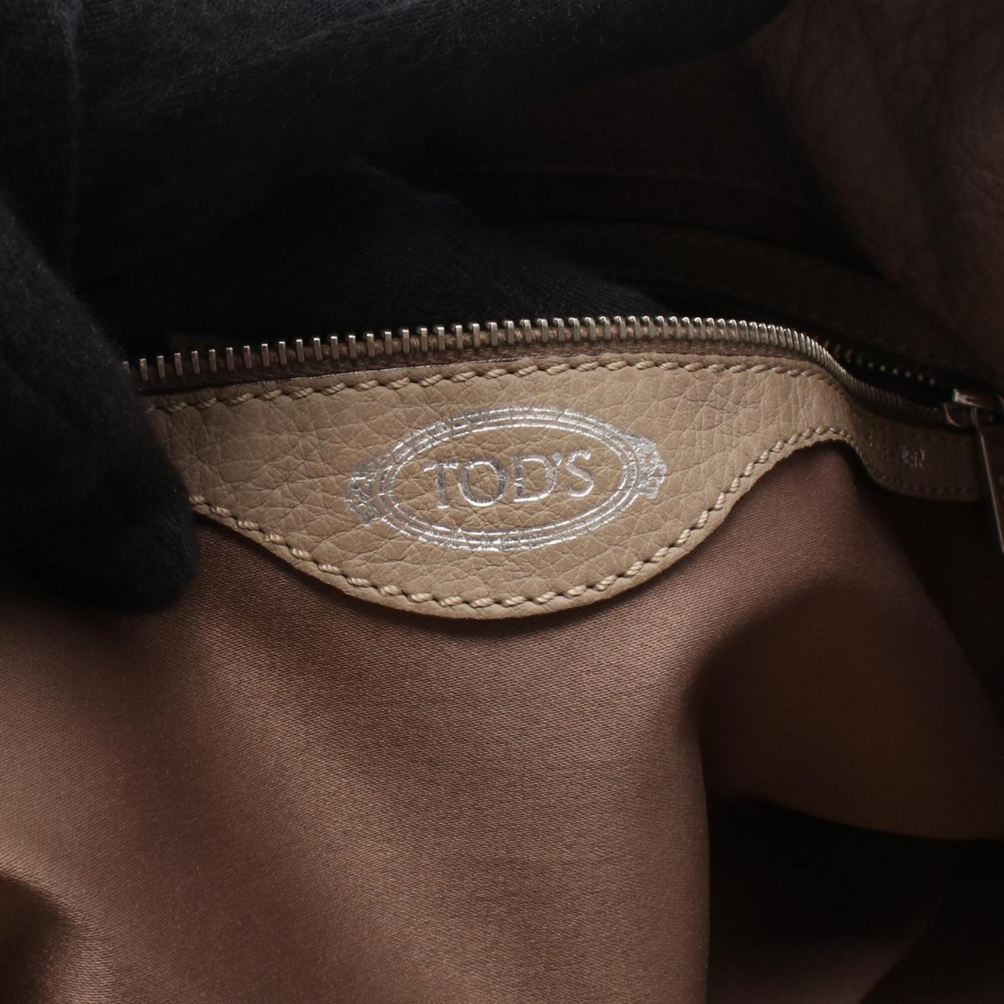 Tod's Beige Leather Handbag Tote Bag (Pre-Owned)