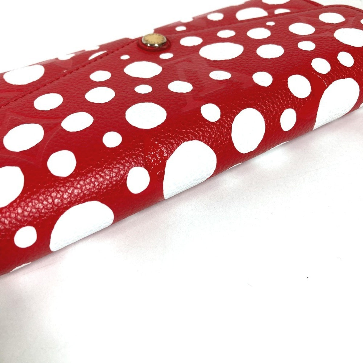 Louis Vuitton Red Color White Leather Long Wallet (Bi-Fold) (Pre-Owned)