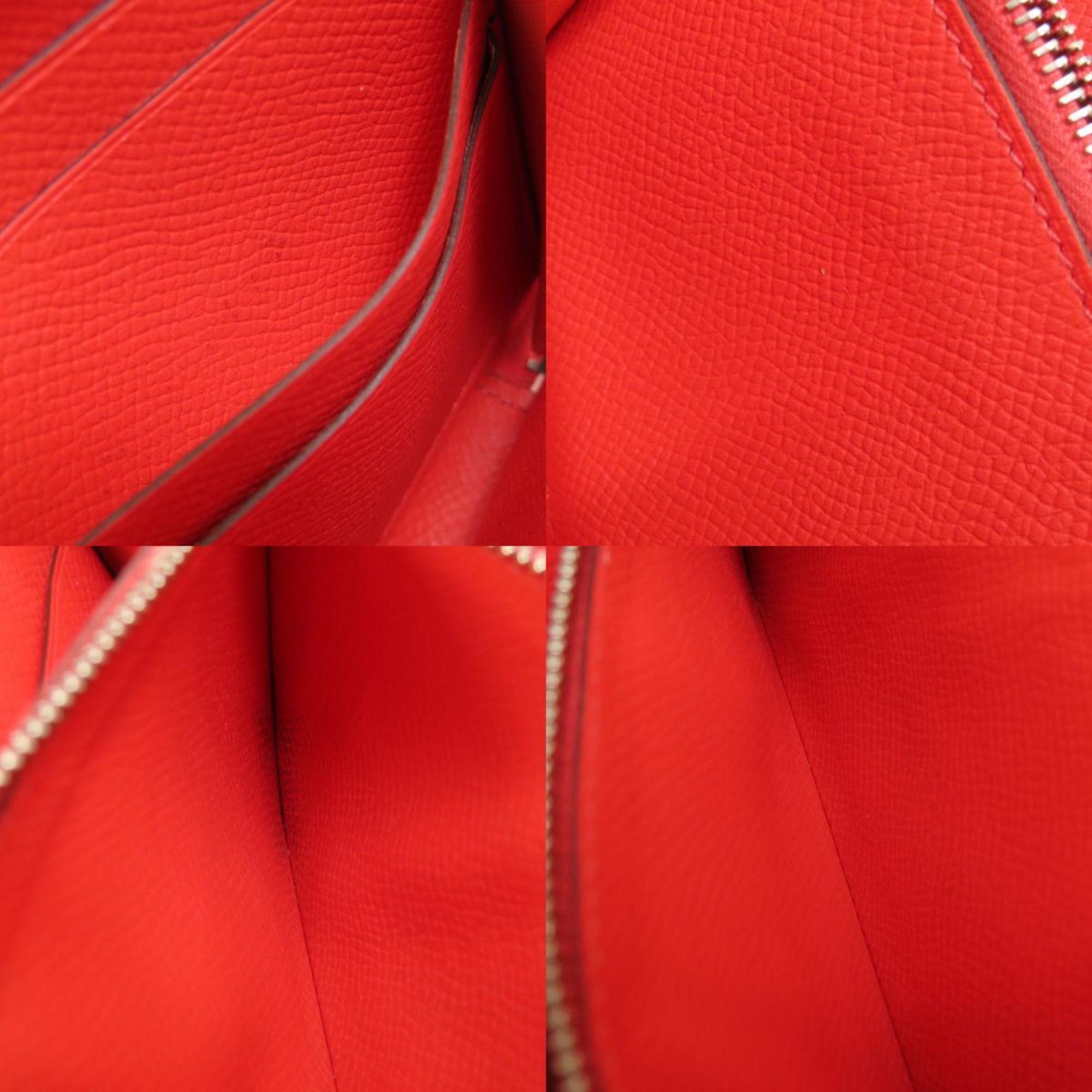 Hermes Red Color Epsom Leather Long Wallet (Bi-Fold) (Pre-Owned)