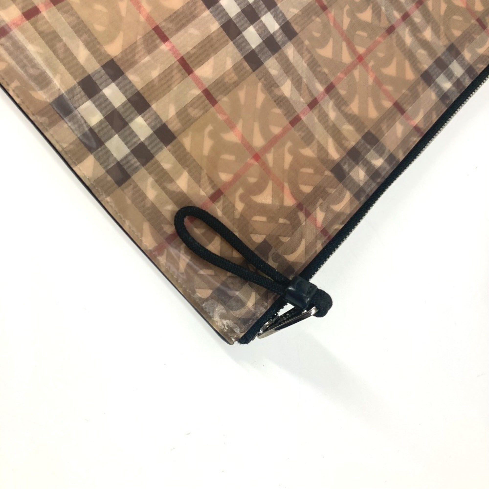 Burberry Beige Black Nylon Clutch Bag Pouch (Pre-Owned)