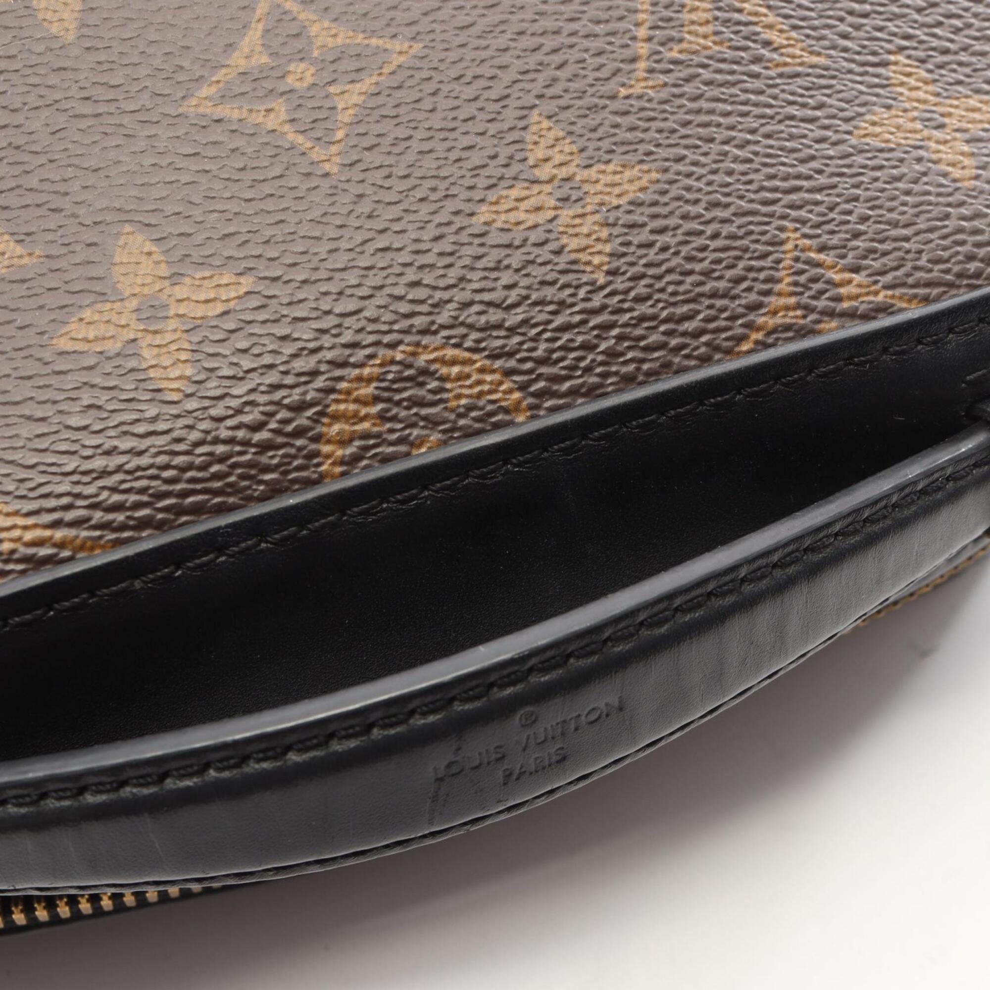 Louis Vuitton Black Brown Pvc Coated Canvas Leather Handbag Shoulder Bag (Pre-Owned)