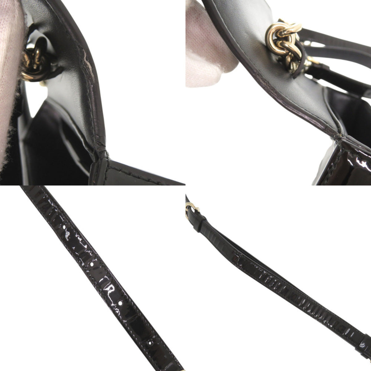 Salvatore Ferragamo Black Patent Leather Shoulder Bag (Pre-Owned)