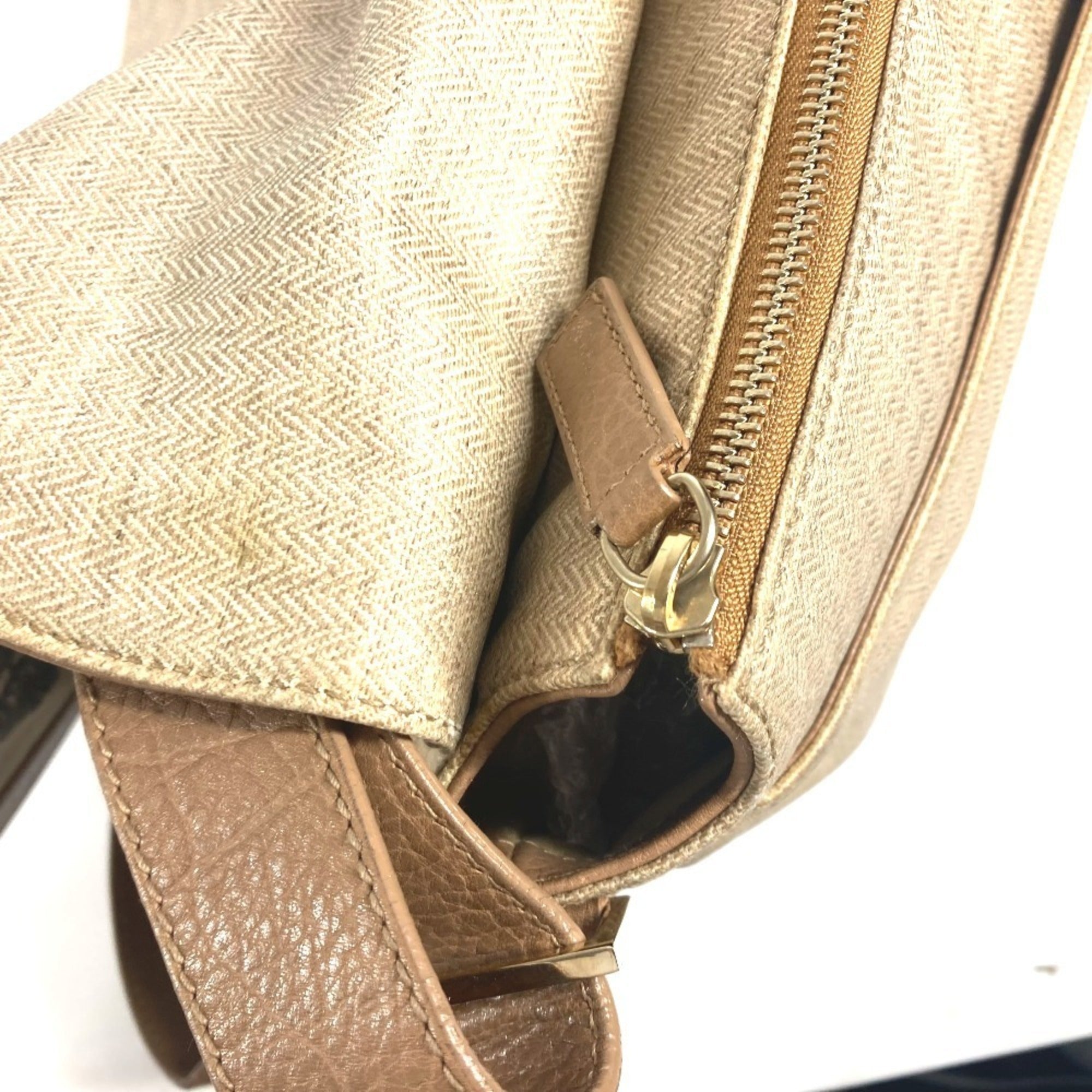 Bvlgari Beige Leather Coated Canvas Shoulder Bag (Pre-Owned)