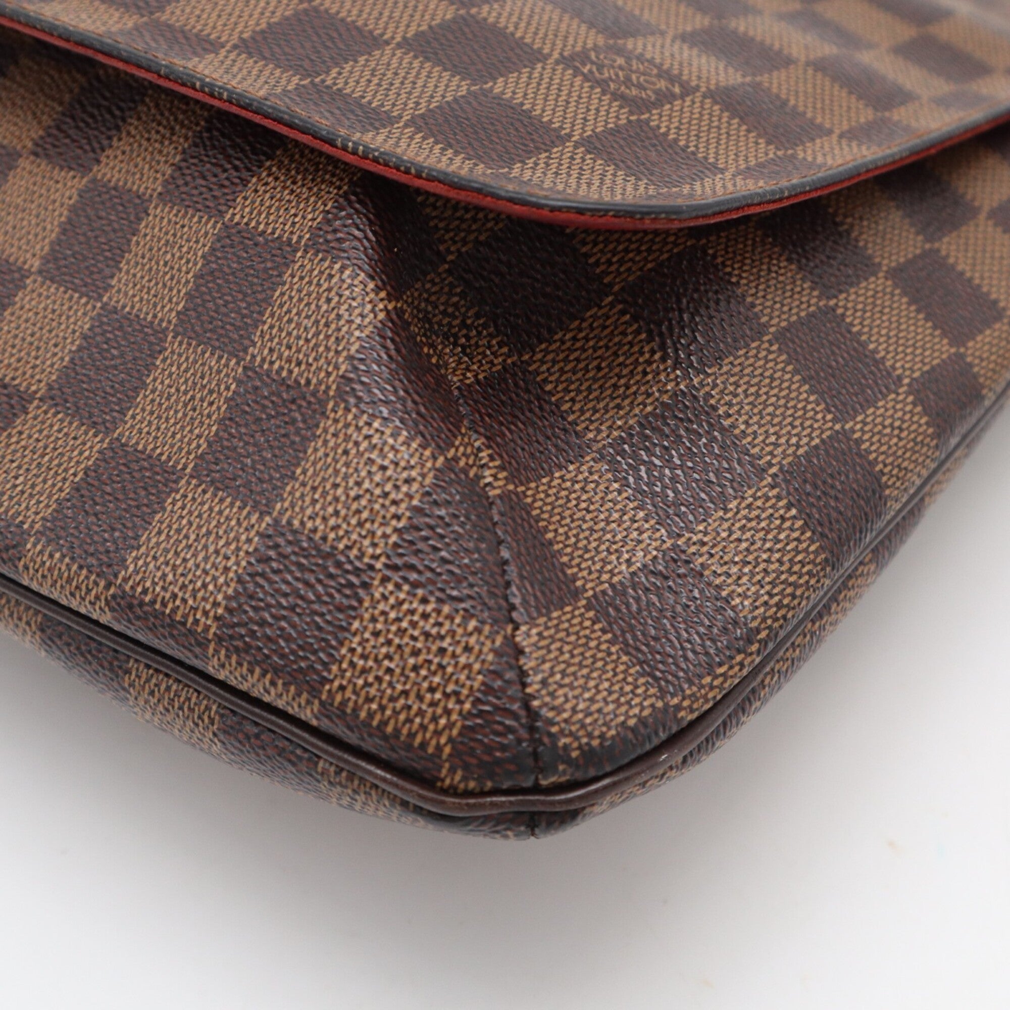 Louis Vuitton Beige Brown Damier Canvas Leather Coated Canvas Shoulder Bag (Pre-Owned)