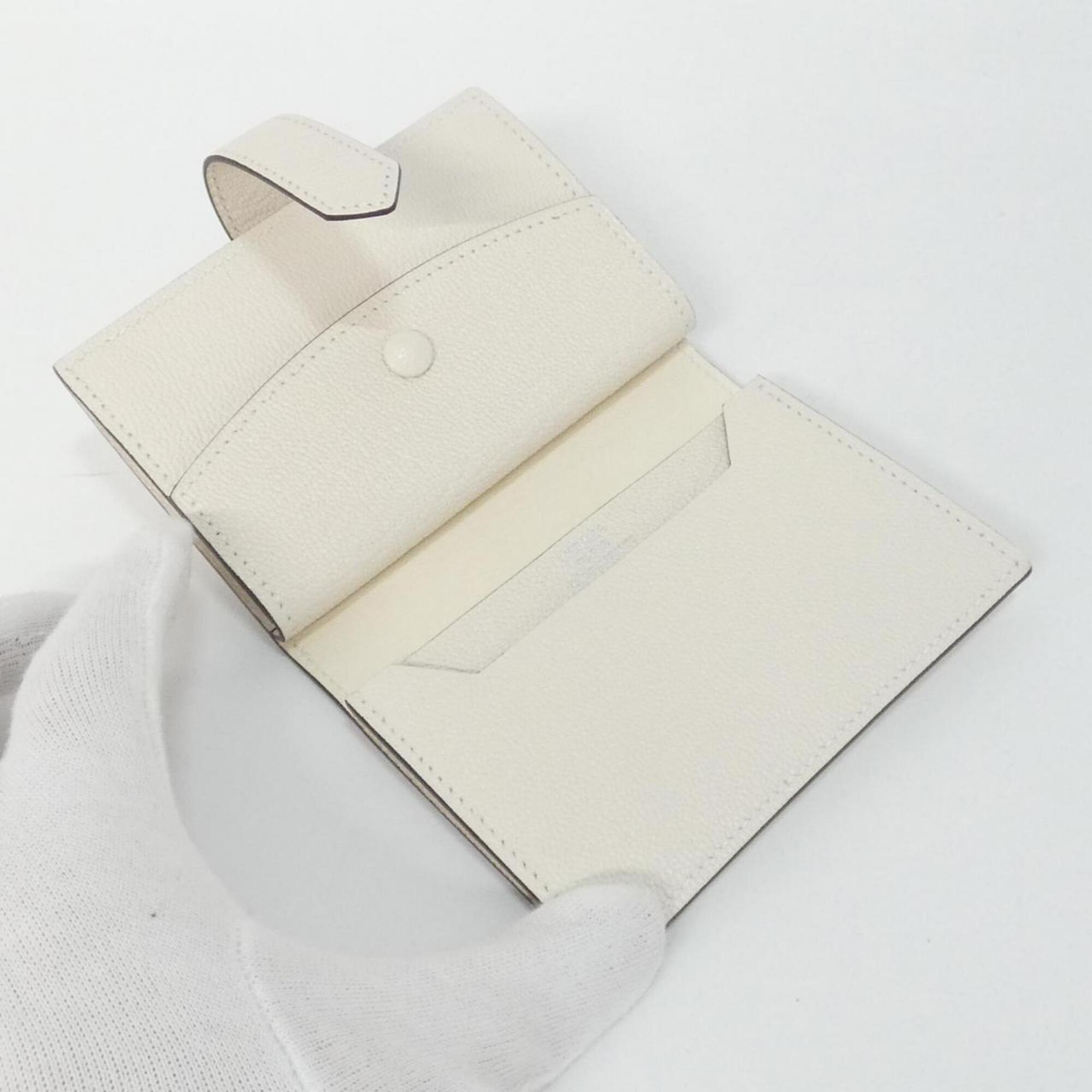 Hermes White Chevre Leather Wallet (Bi-Fold) (Pre-Owned)