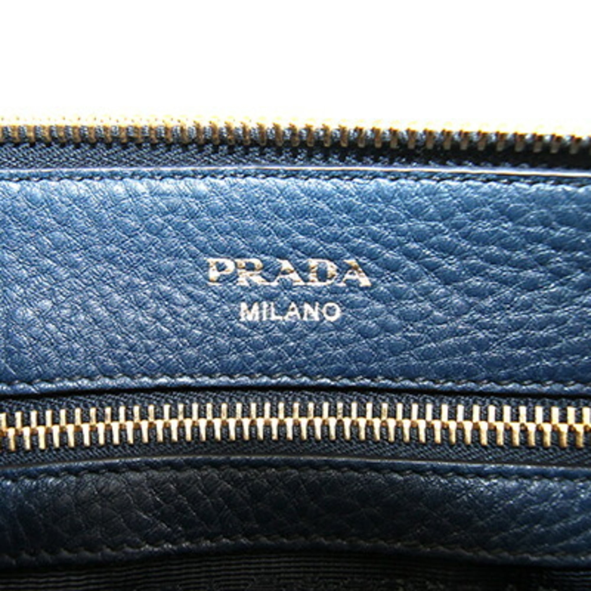 Prada Navy Leather Shoulder Bag (Pre-Owned)