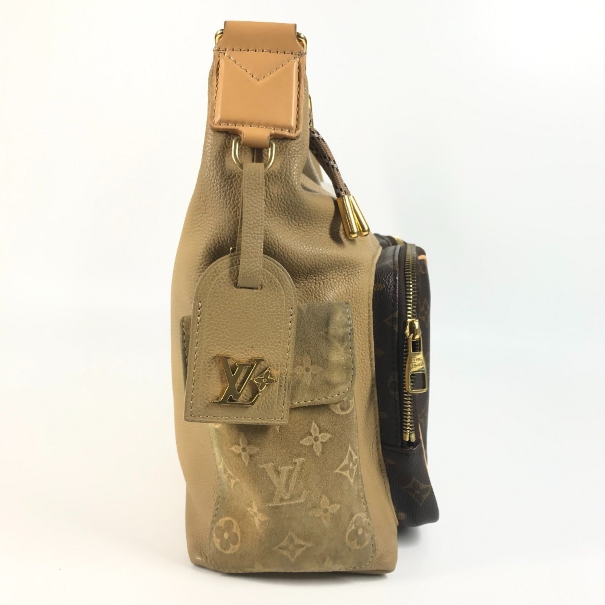 Louis Vuitton Beige Brown Monogram Canvas Leather Shoulder Bag (Pre-Owned)