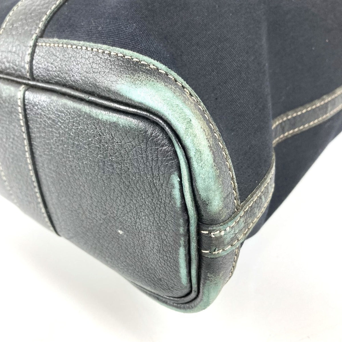 Hermes Black Canvas Leather Shoulder Bag Tote Bag (Pre-Owned)