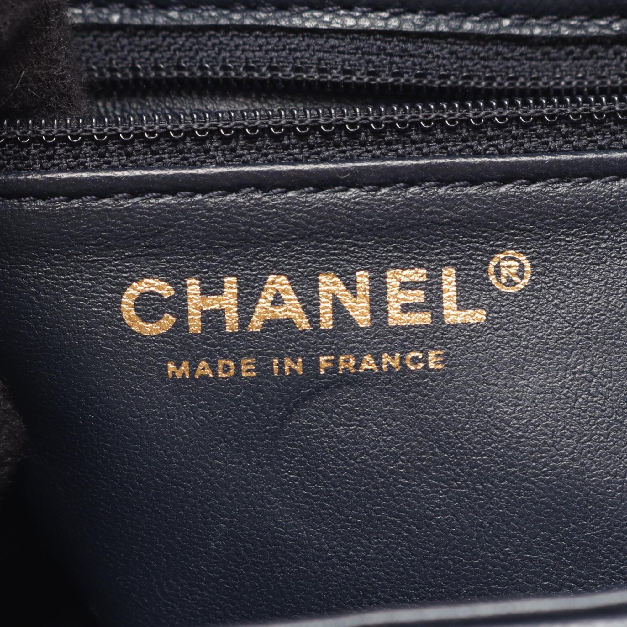Chanel Navy Grained Calfskin Handbag Shoulder Bag (Pre-Owned)