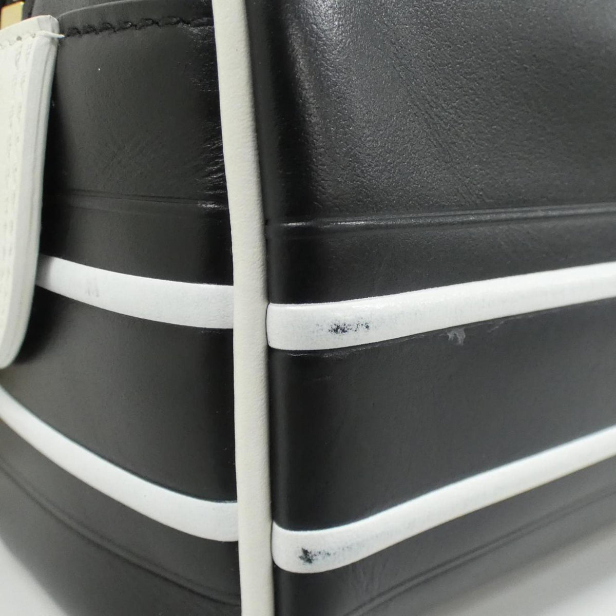 Christian Dior Black White Leather Handbag (Pre-Owned)