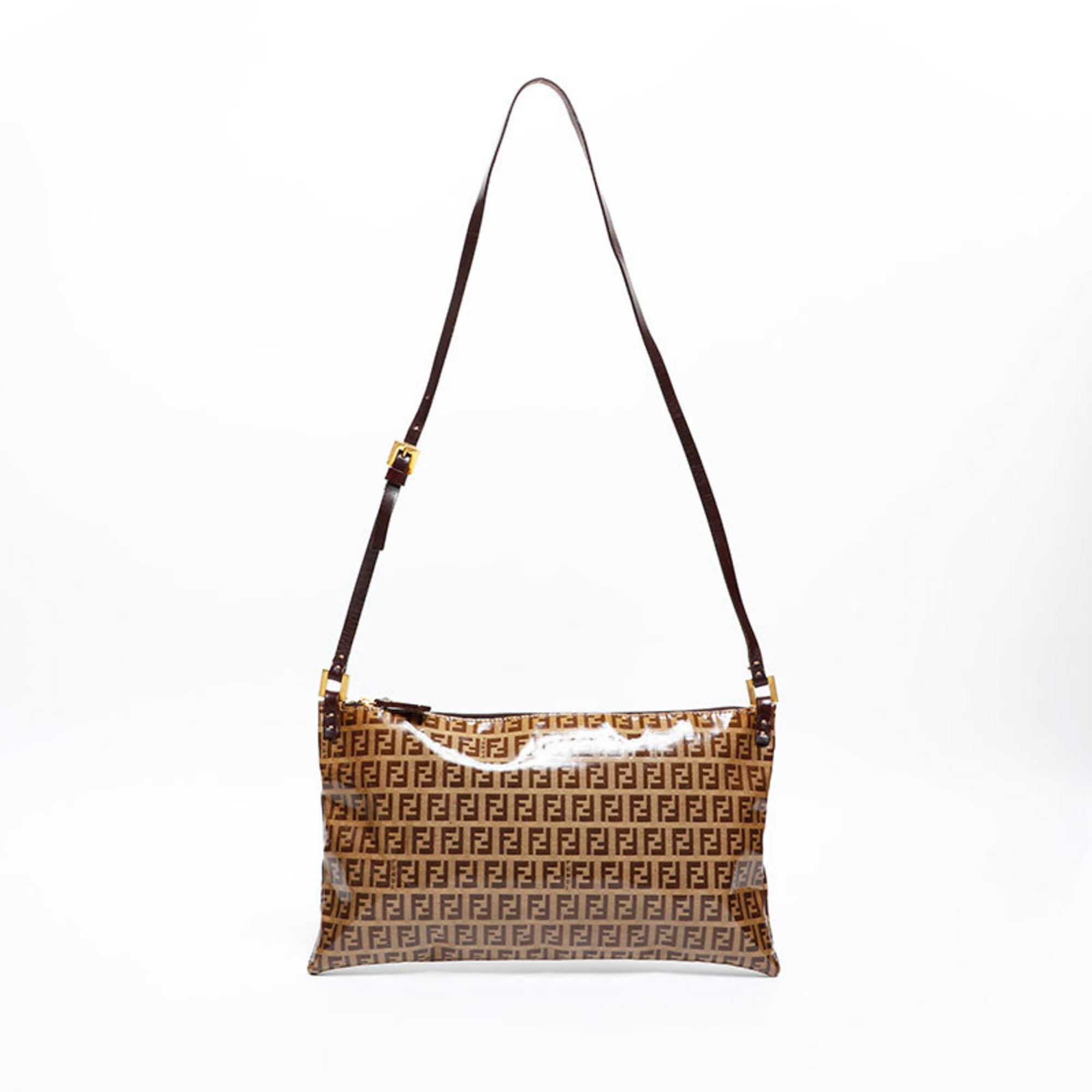 Fendi Zucchino Brown Pvc Shoulder Bag (Pre-Owned)