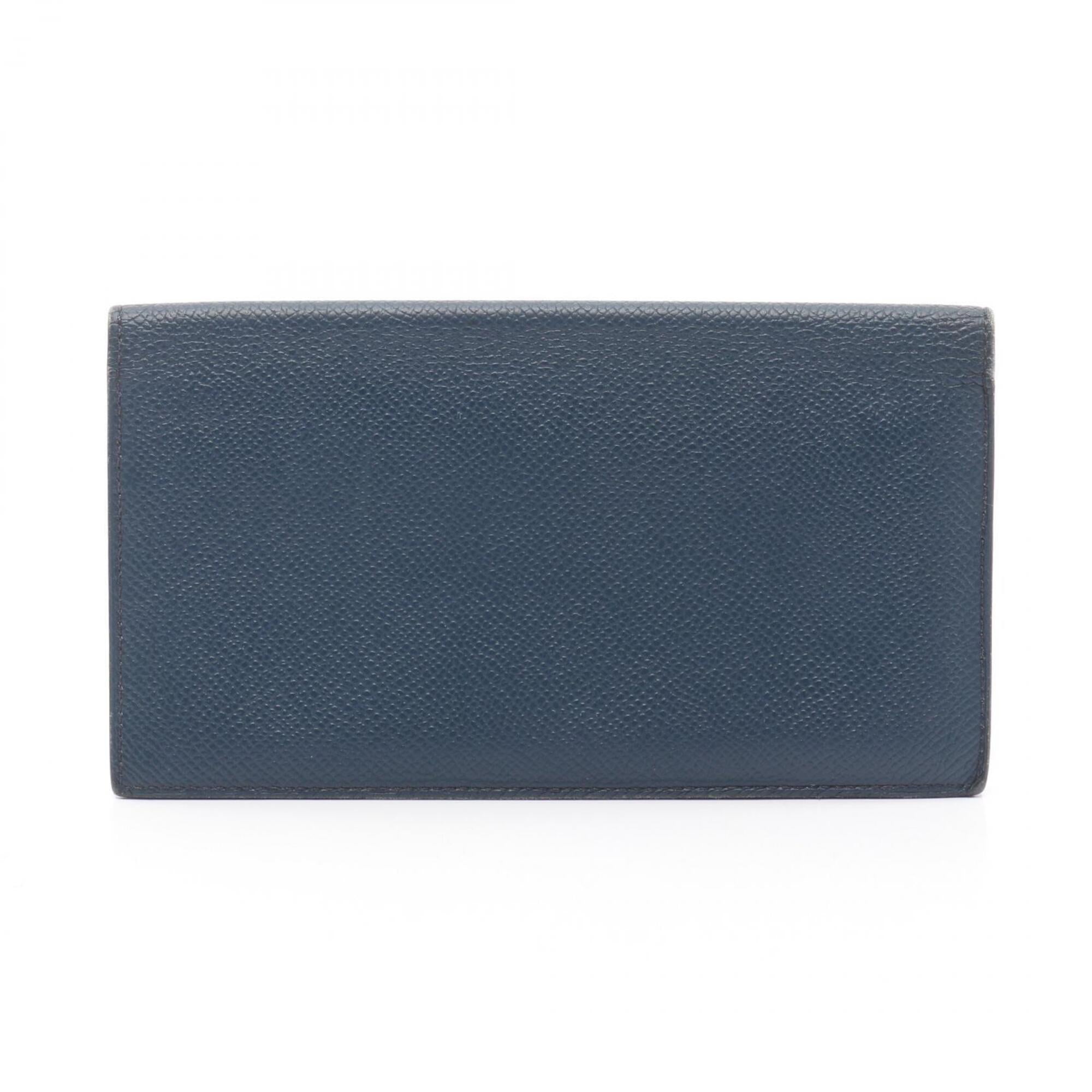 Hermes Navy Epsom Leather Leather Long Wallet (Bi-Fold) (Pre-Owned)