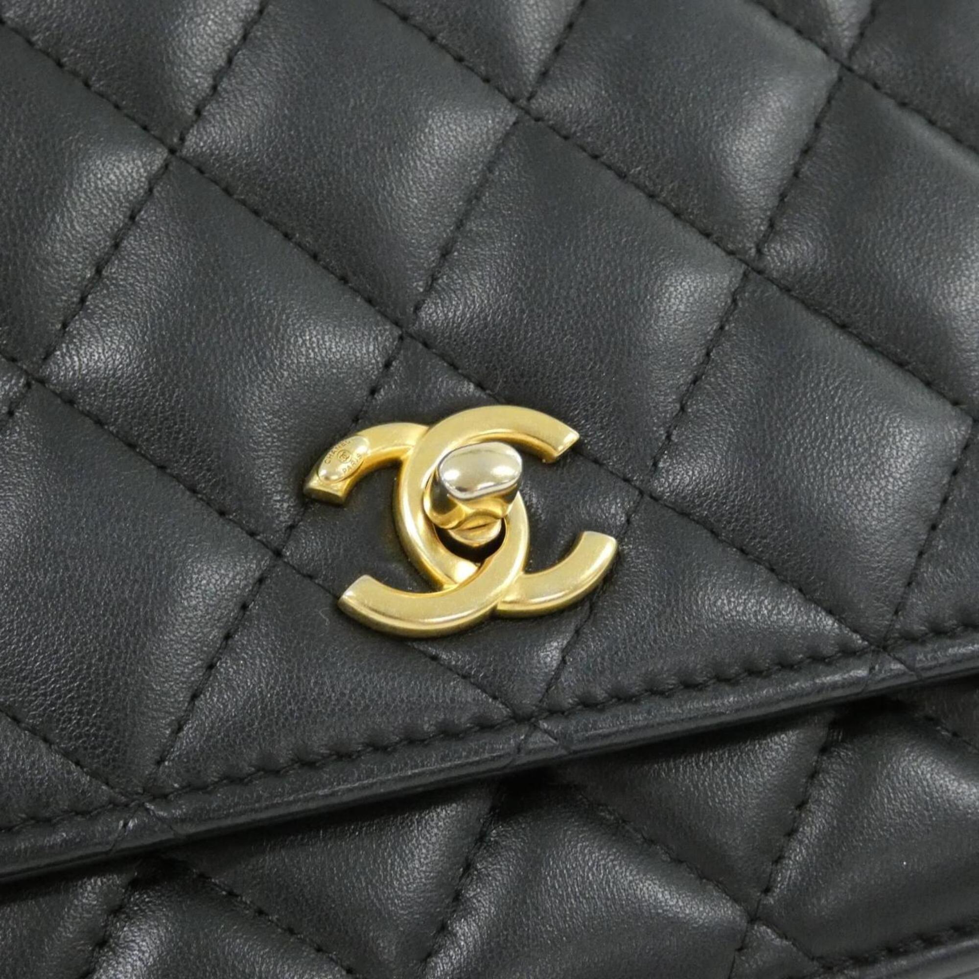 Chanel Black Leather Chain/Shoulder Wallet (Pre-Owned)