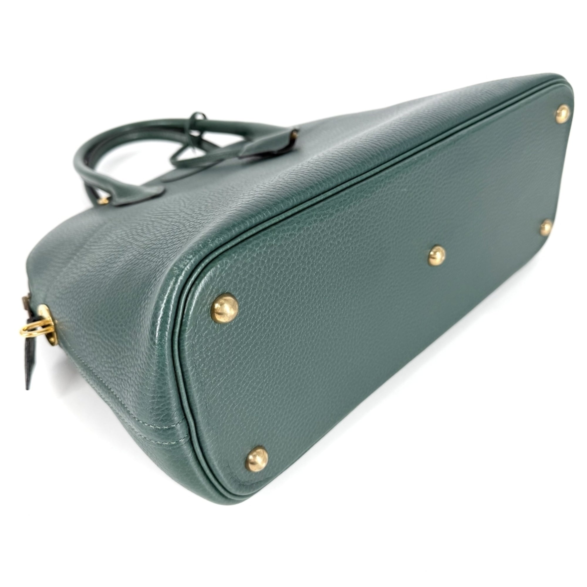 Hermes Bolide Green Leather Handbag Shoulder Bag (Pre-Owned)