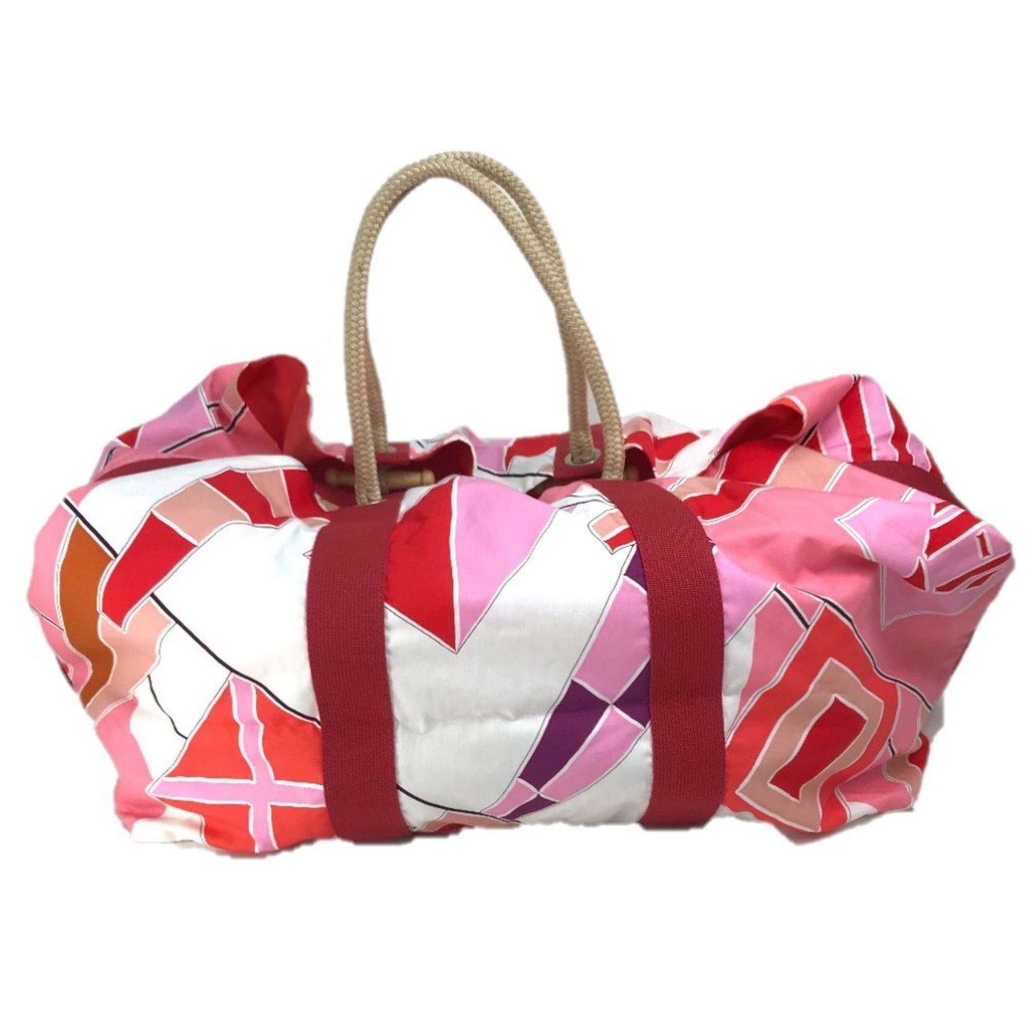 Hermes Pink Red Color Cotton Beach Bag Tote Bag (Pre-Owned)