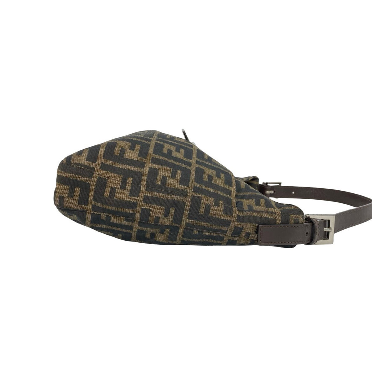 Fendi Black Brown Canvas Leather Handbag Shoulder Bag (Pre-Owned)