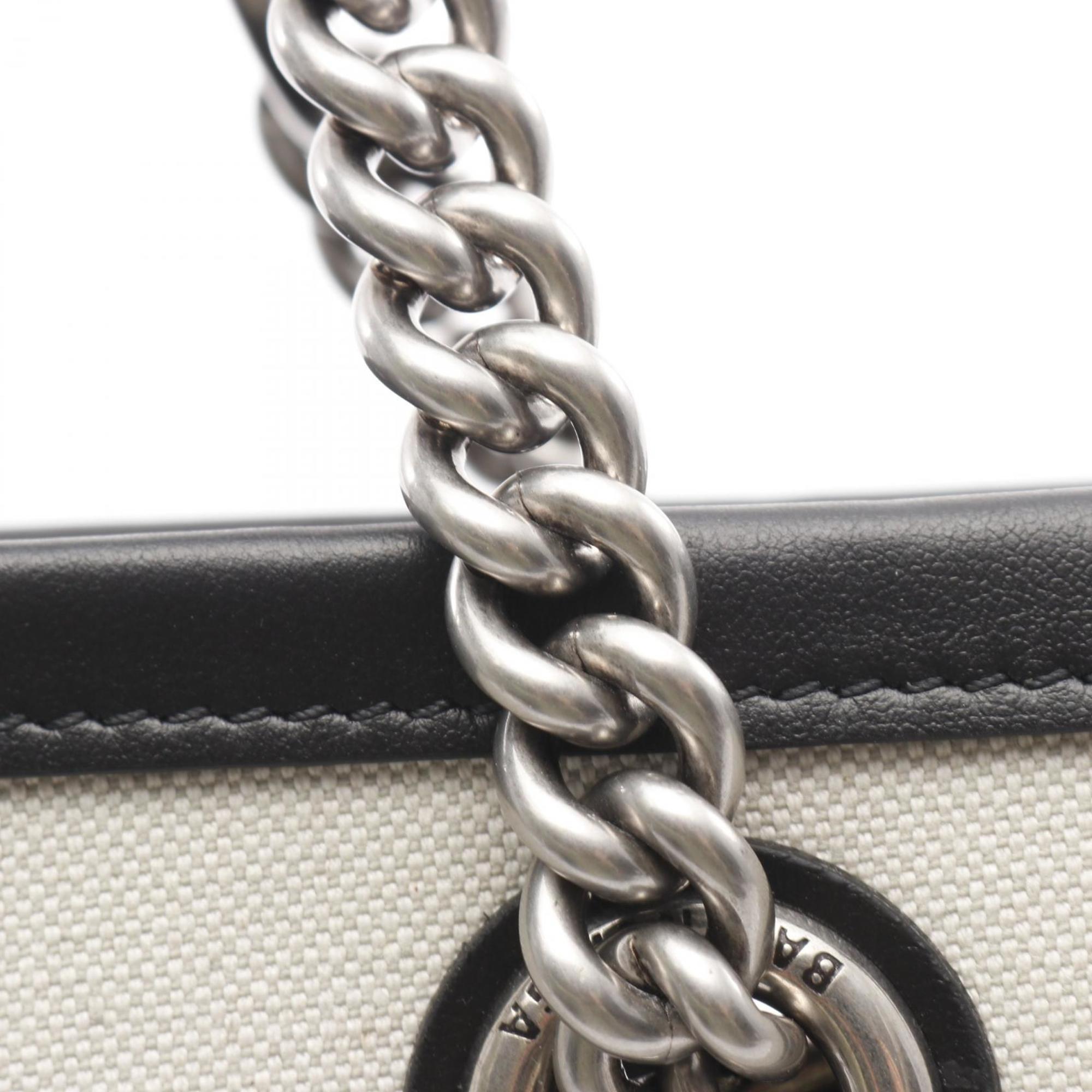 Balenciaga Black Ivory Canvas Leather Tote Bag (Pre-Owned)