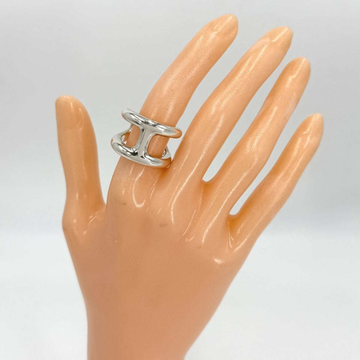 Hermes Silver 925 Band Ring (Pre-Owned)