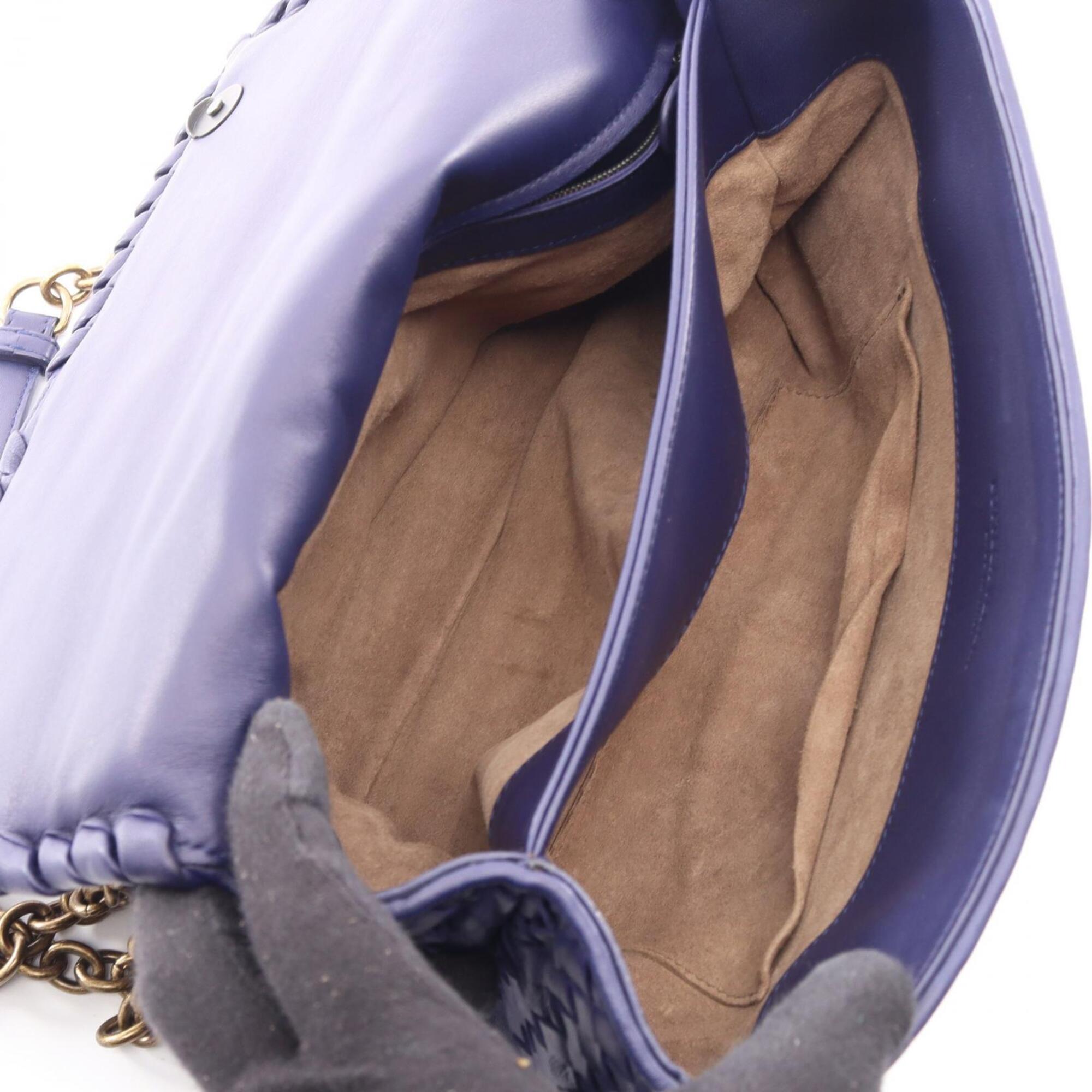 Bottega Veneta Purple Leather Handbag Shoulder Bag (Pre-Owned)
