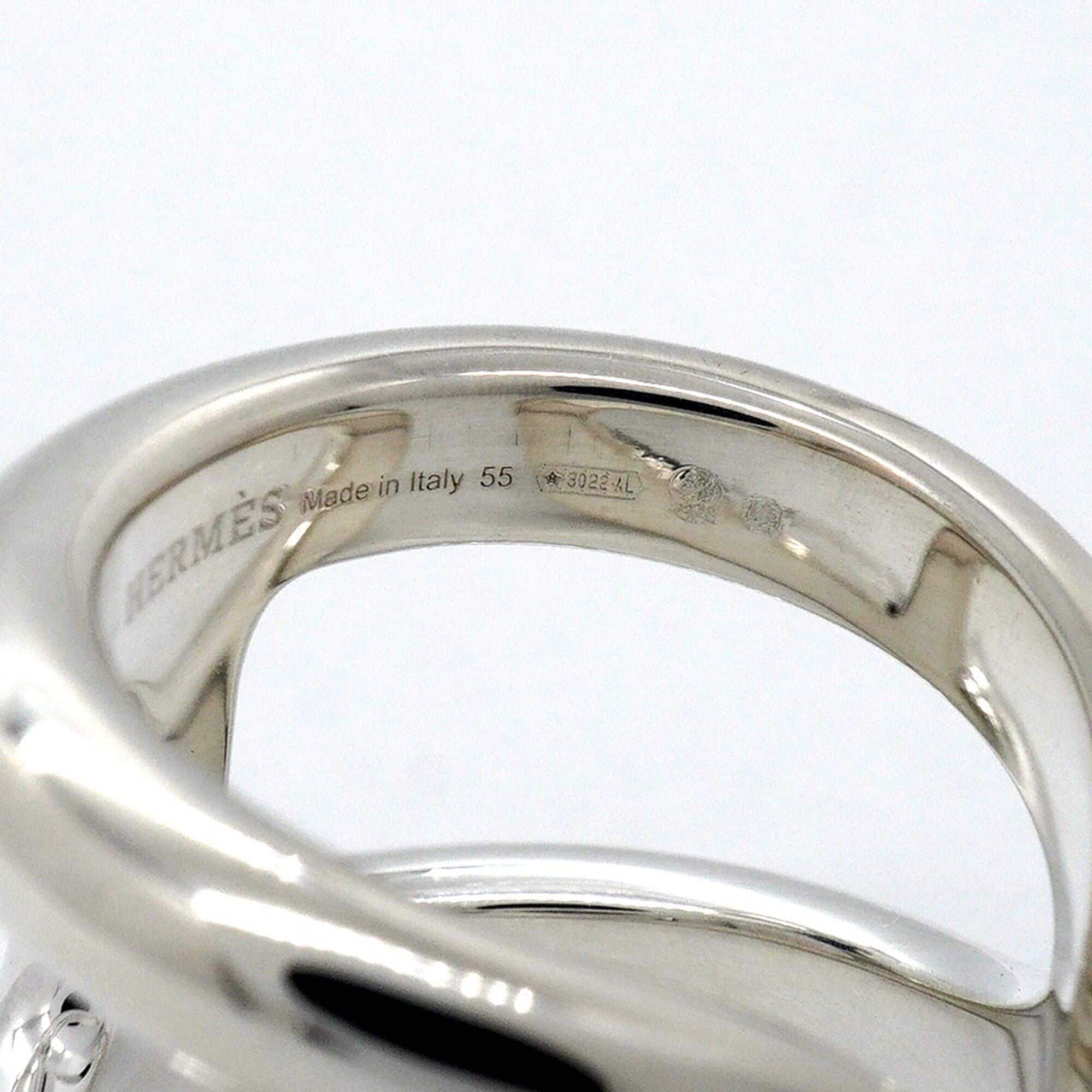 Hermes Silver 925 Band Ring (Pre-Owned)
