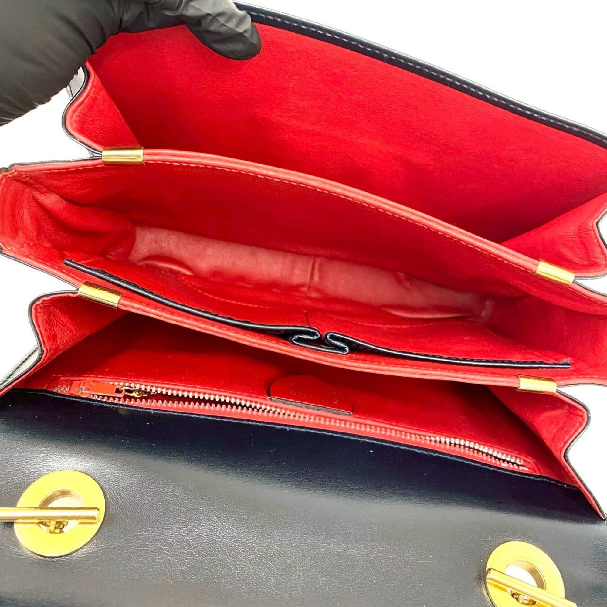 Celine Navy Leather Handbag Tote Bag (Pre-Owned)