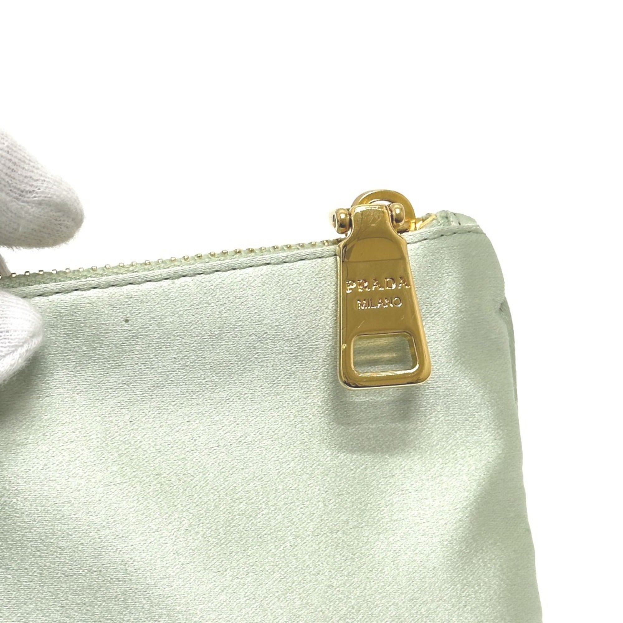 Prada Green Satin Clutch Bag (Pre-Owned)