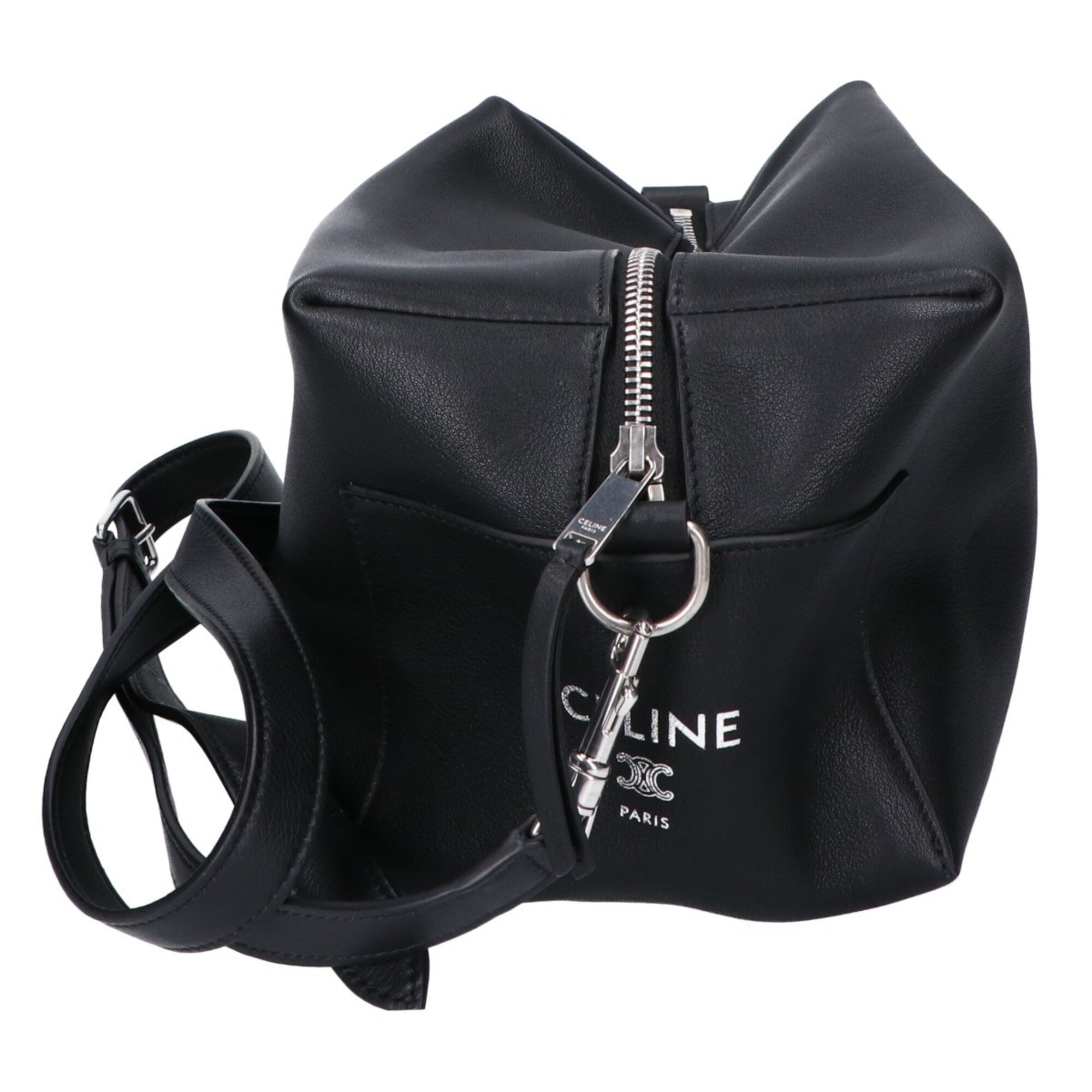 Celine Black Leather Messenger Bag Shoulder Bag (Pre-Owned)