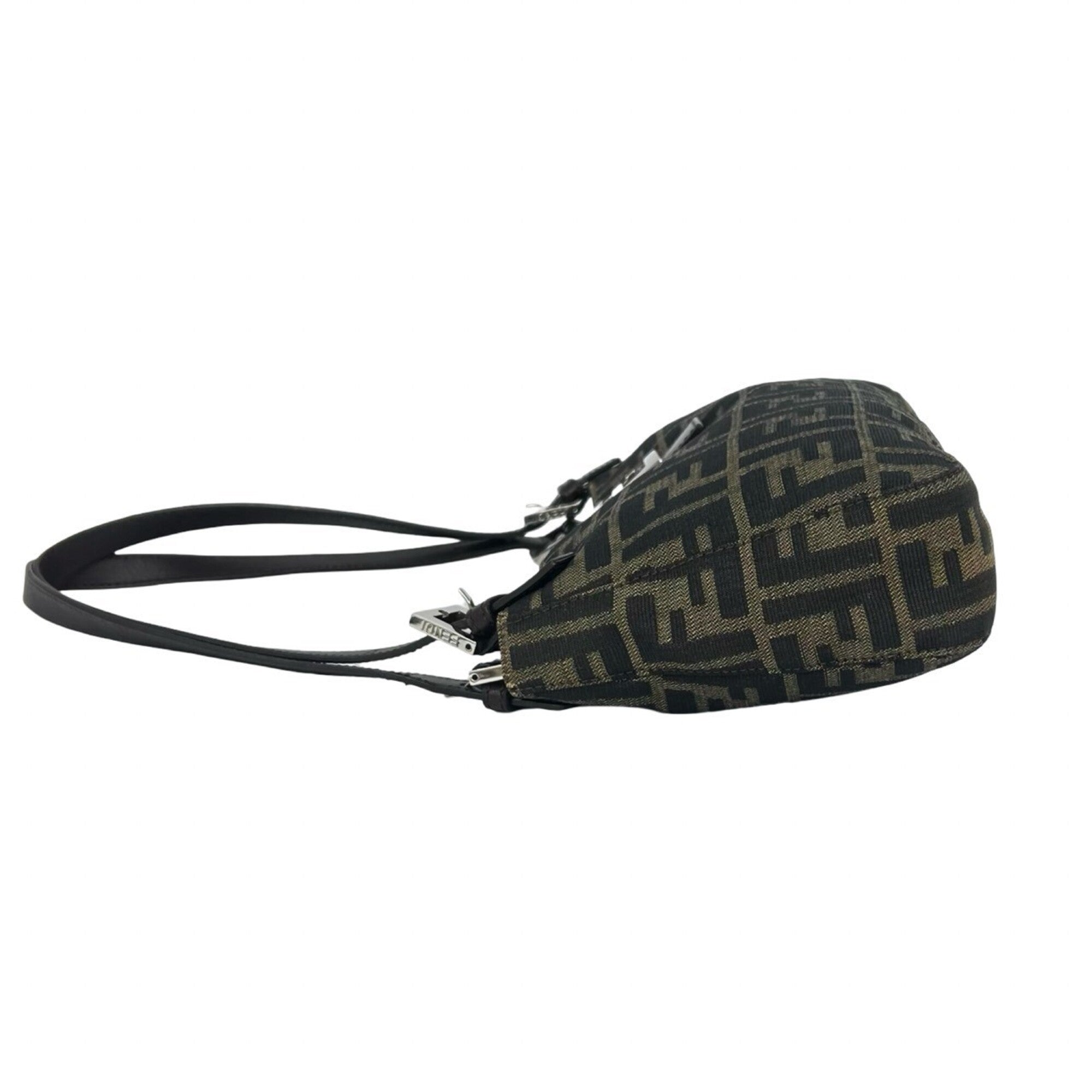 Fendi Brown Canvas Leather Handbag Shoulder Bag (Pre-Owned)