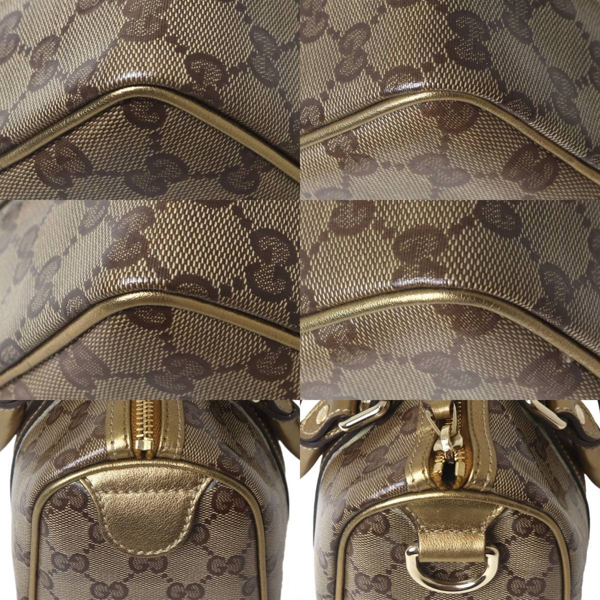 Gucci Gg Crystal Beige Brown Boston Bag Handbag (Pre-Owned)