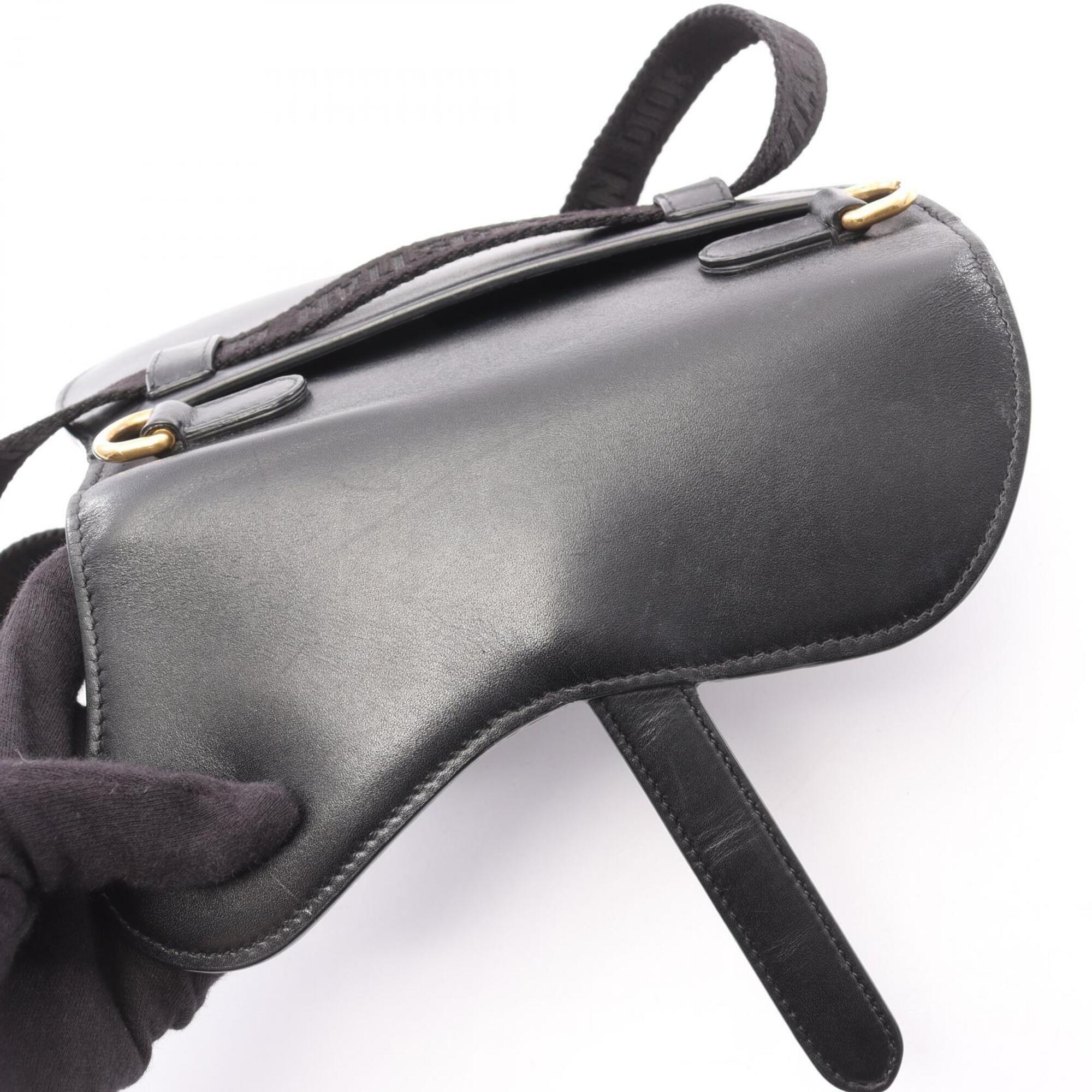 Christian Dior Black Leather Fanny Pack Handbag Saddle Bag (Pre-Owned)