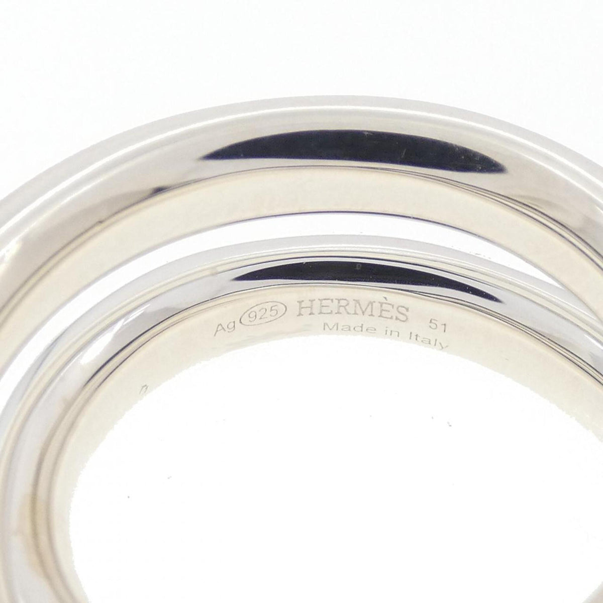 Hermes Silver Silver 925 Band Ring (Pre-Owned)