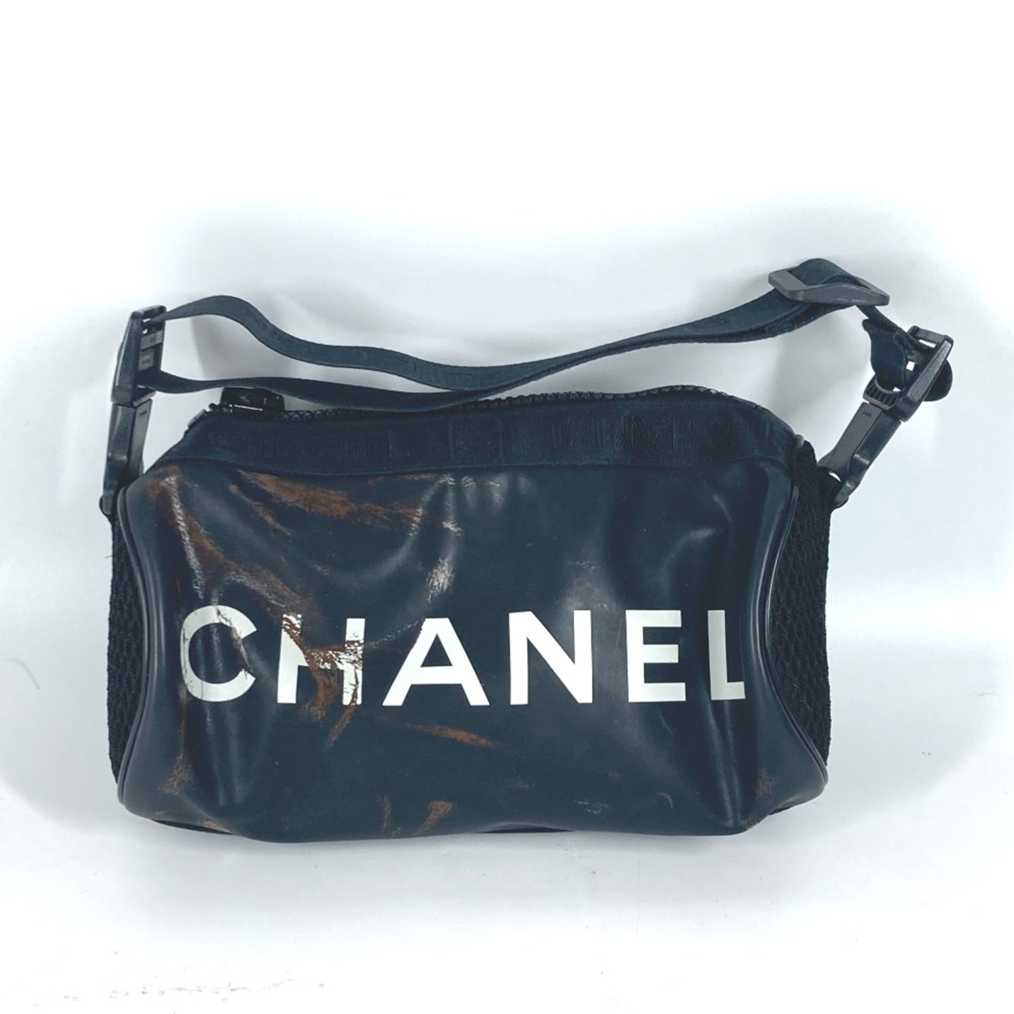 Chanel Black White Rubber Shoulder Bag (Pre-Owned)