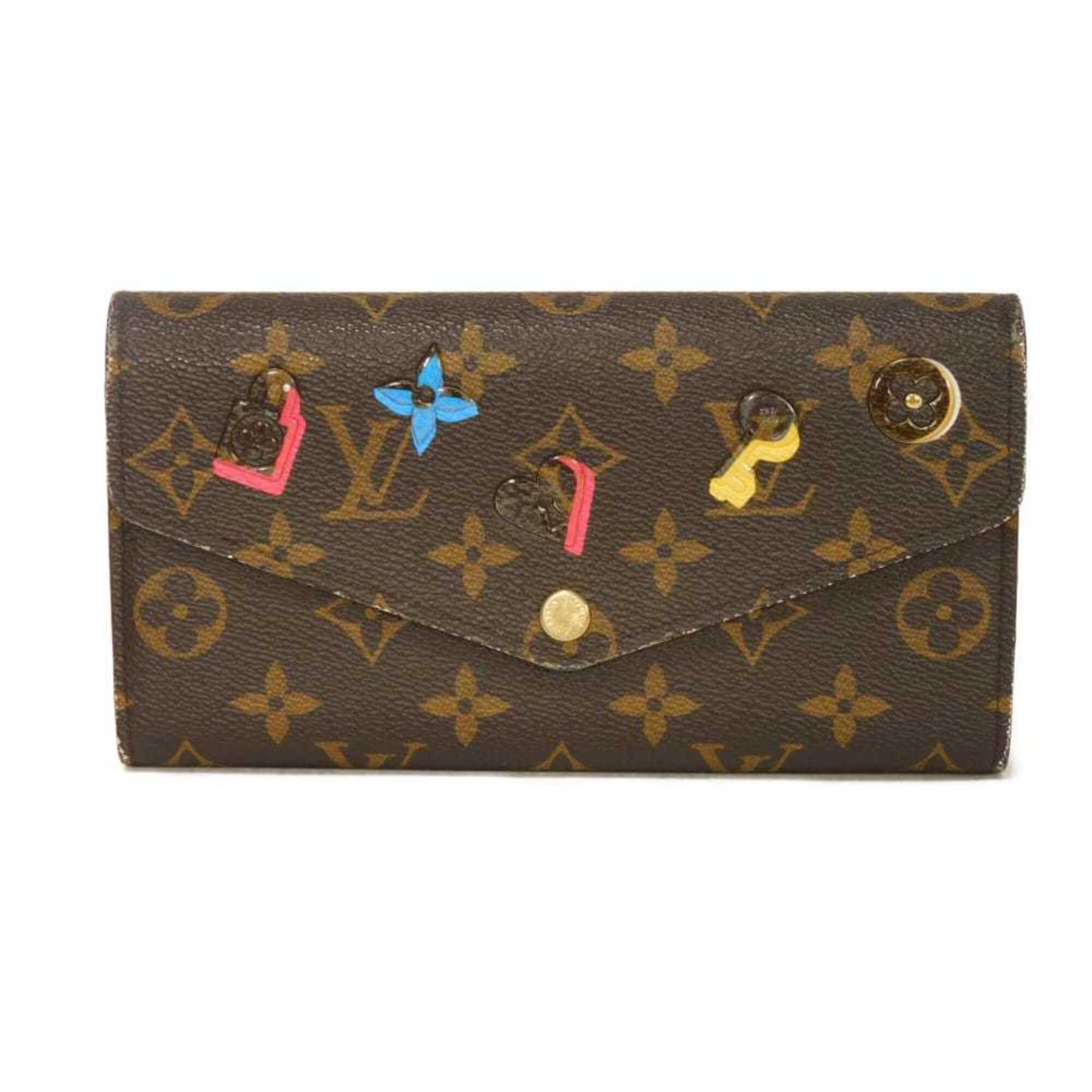 Louis Vuitton Brown Hot Pink Monogram Canvas Leather Long Wallet (Bi-Fold) (Pre-Owned)