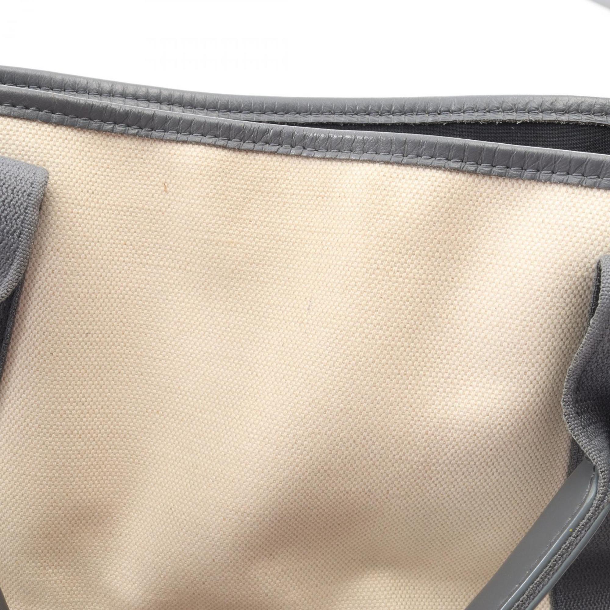 Balenciaga Gray Navy White Canvas Leather Handbag Tote Bag (Pre-Owned)