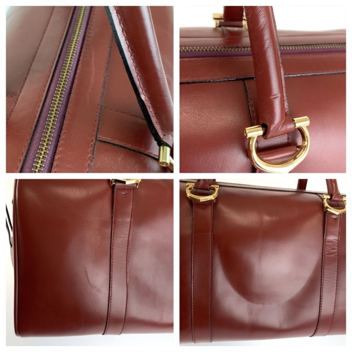 Cartier Wine Red Leather Boston Bag Handbag (Pre-Owned)