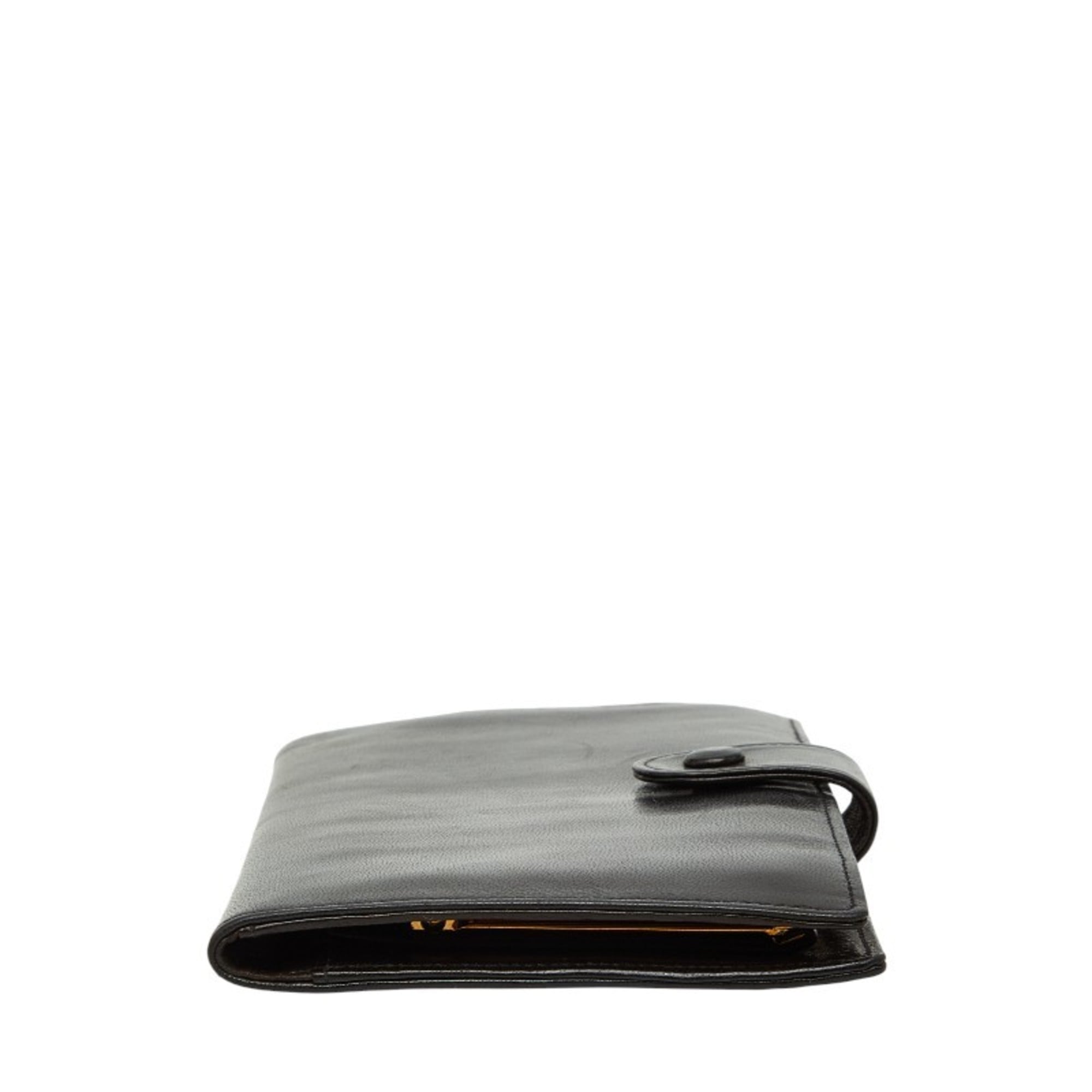Chanel Black Leather Long Wallet (Bi-Fold) (Pre-Owned)
