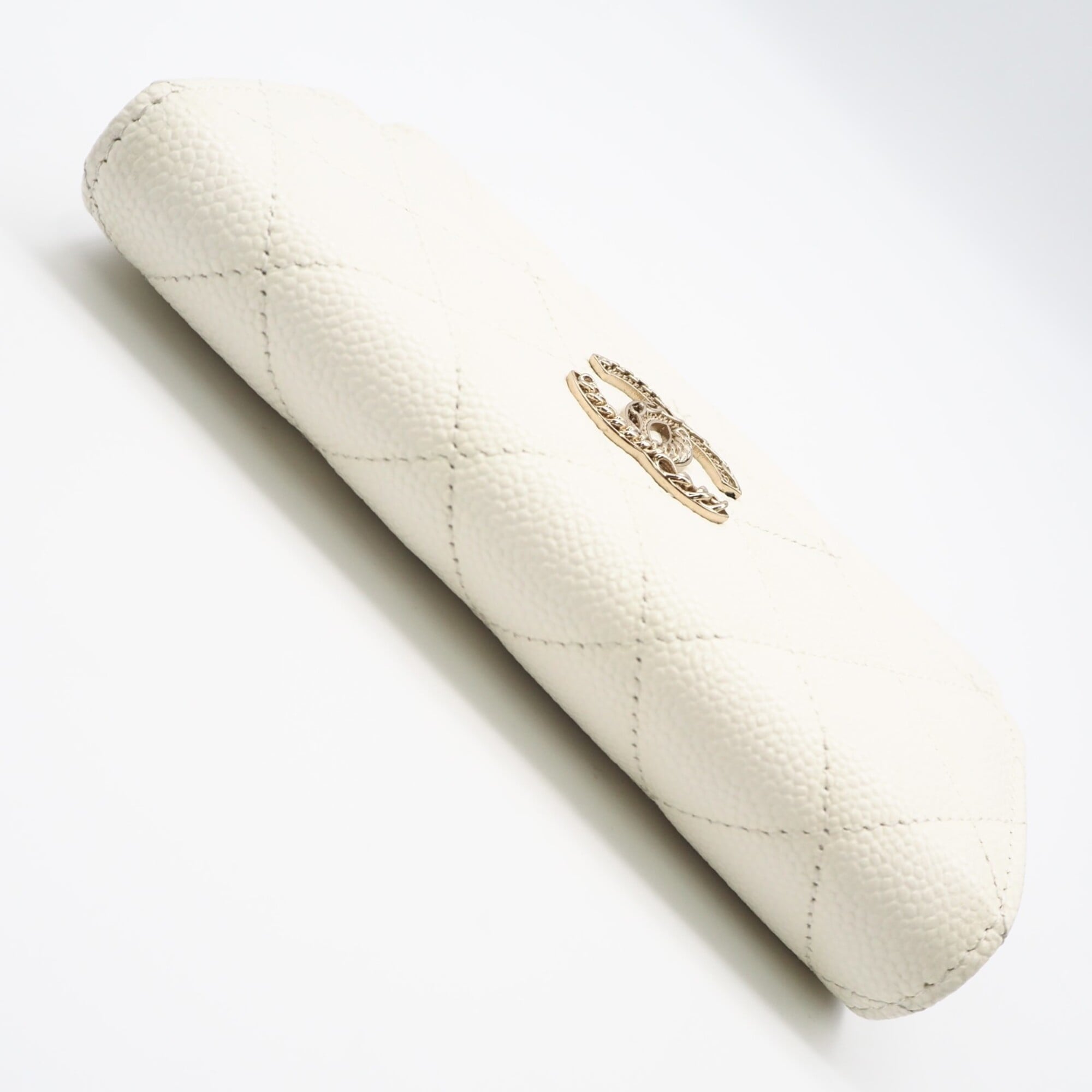 Chanel White Grained Calfskin Wallet (Tri-Fold) (Pre-Owned)