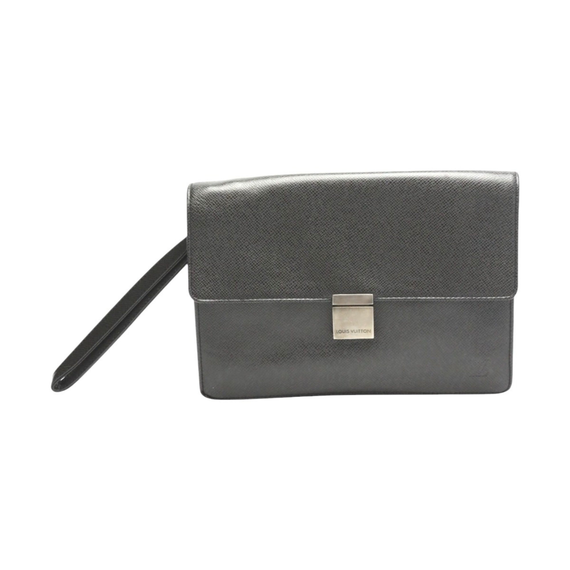 Louis Vuitton Taiga Black Taiga Leather Clutch Bag (Pre-Owned)