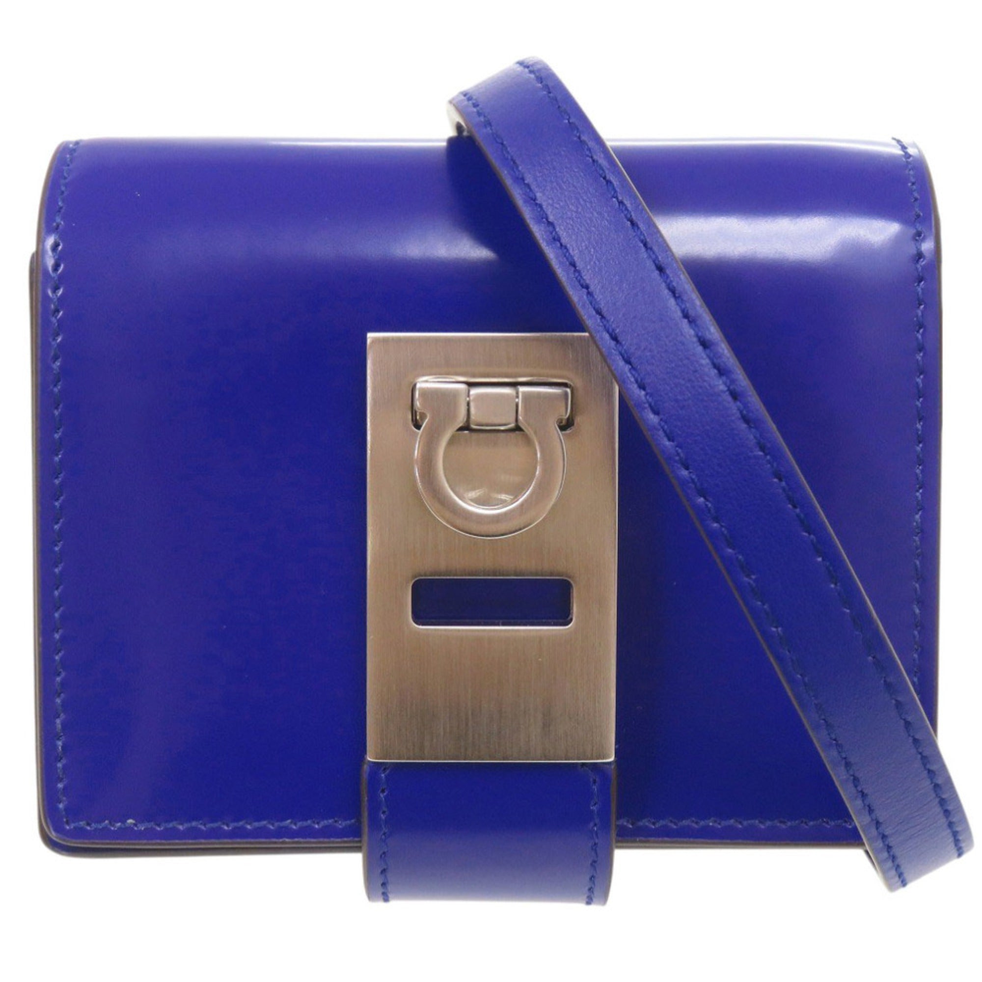 Salvatore Ferragamo Blue Leather Shoulder Bag (Pre-Owned)