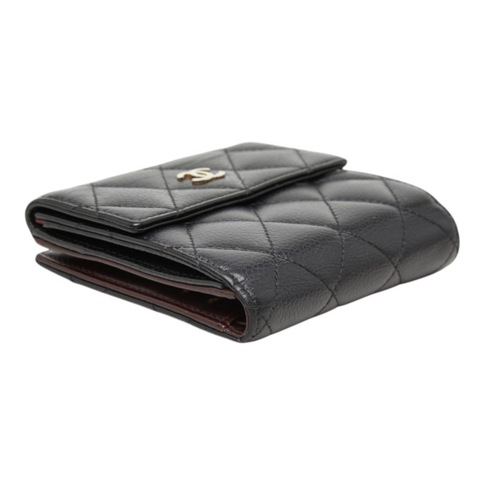 Chanel Black Grained Calfskin Wallet (Bi-Fold) (Pre-Owned)