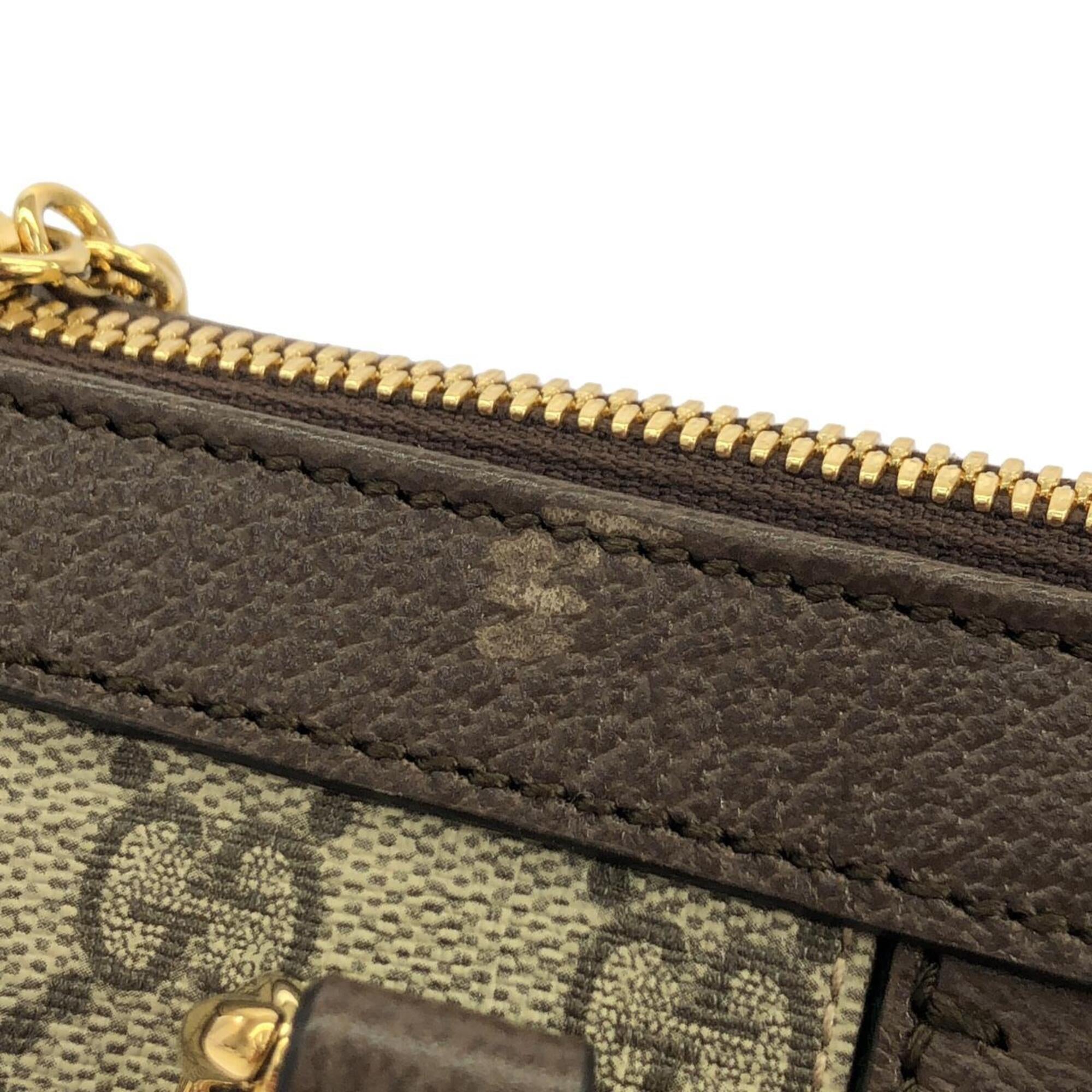 Gucci Beige Brown Gg Supreme Leather Handbag (Pre-Owned)