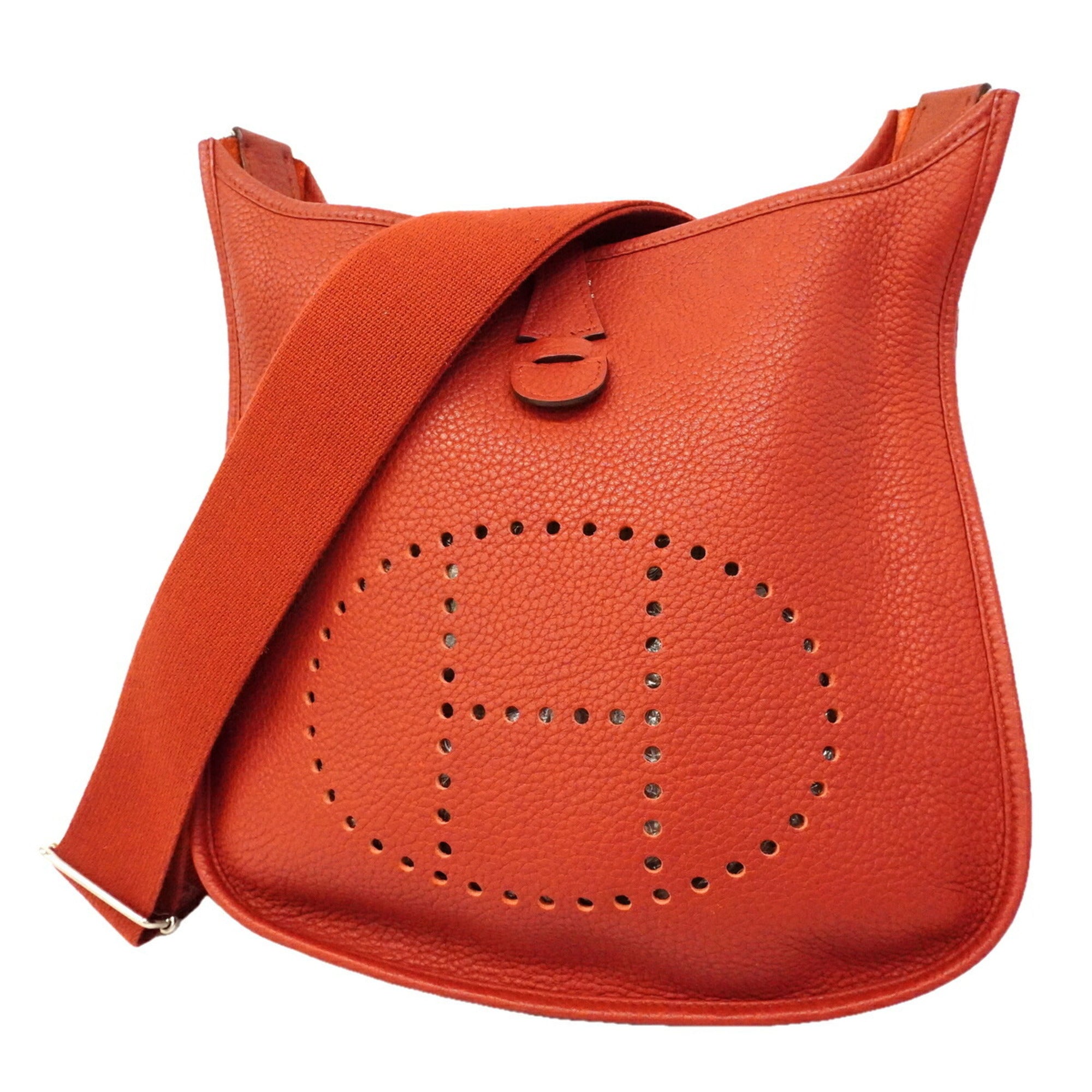 Hermes Rouge Casaque Taurillon Clemence Leather Shoulder Bag (Pre-Owned)
