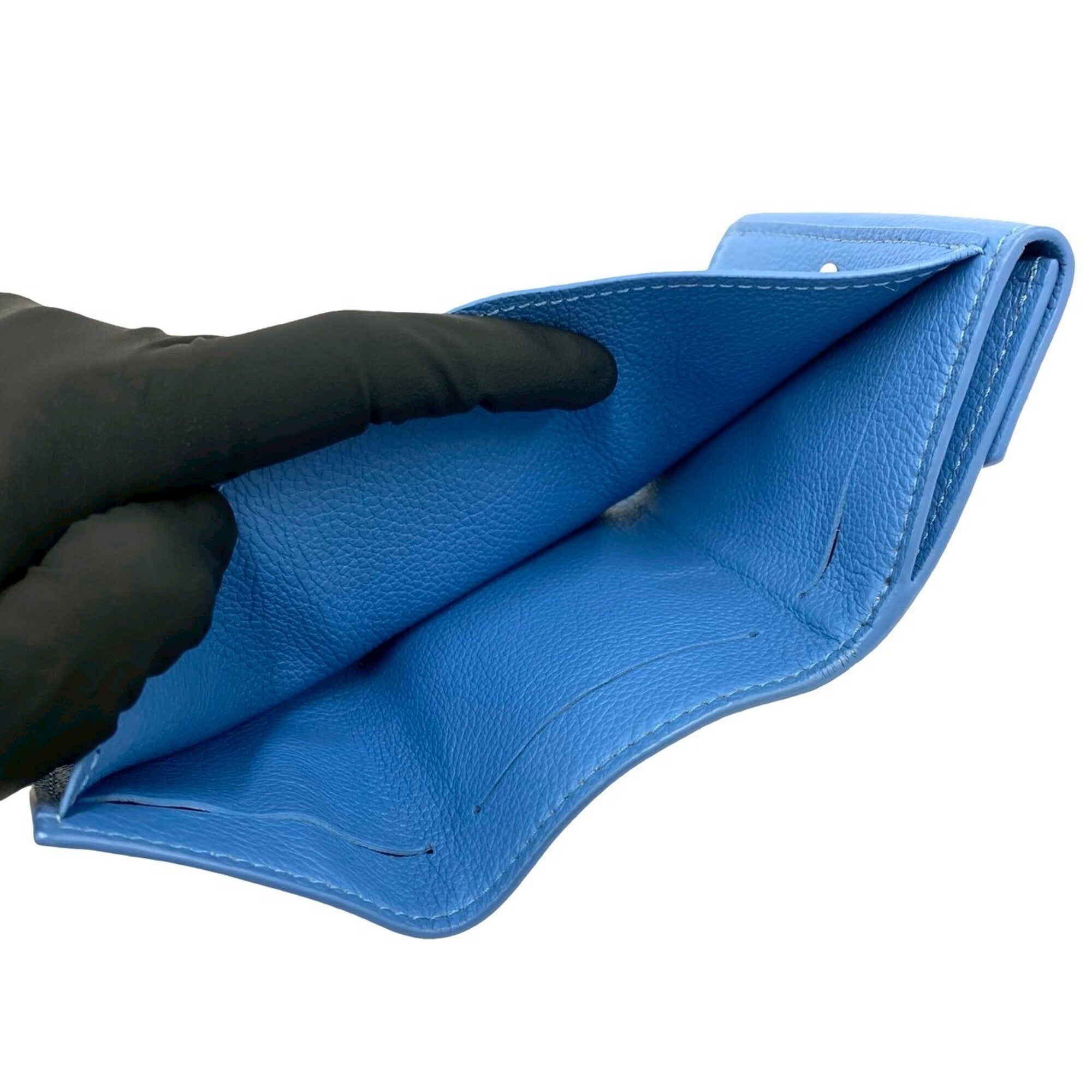 Louis Vuitton Blue Leather Wallet (Tri-Fold) (Pre-Owned)